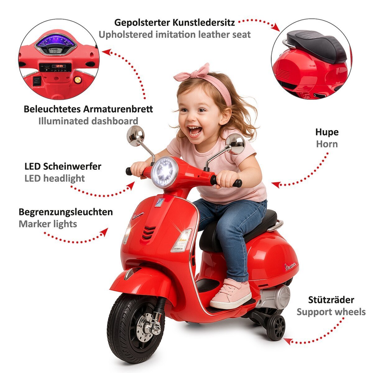 JAMARA Ride-on Vespa GTS 125 rot Li-Power 12.6 ab 3 Jahren JAMARA Ride-on Vespa GTS 125 rot Li-Power 12.6 ab 3 Jahren
