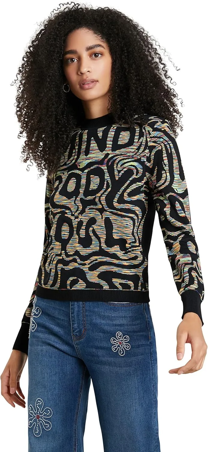 Desigual Damen Pullover „Estrasburgo“ - Schwarz gemustert 21WWJF209019 GR. L