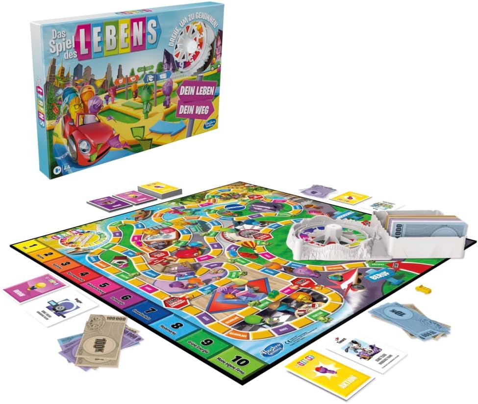 Hasbro Spiel des Lebens Brettspiel Hasbro Spiel des Lebens Klassisches Brettspiel mit Spielfiguren, Drehrad und farbigem Spielbrett