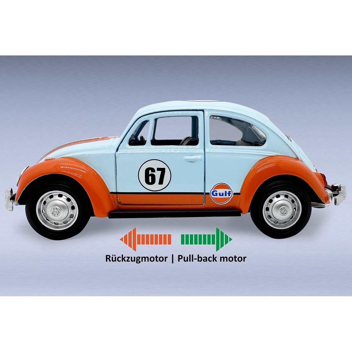 JAMARA Volkswagen Classical Beetle 1967 Diecast 1:28 hellblau inkl. Knopfzellen ab 3 Jahren