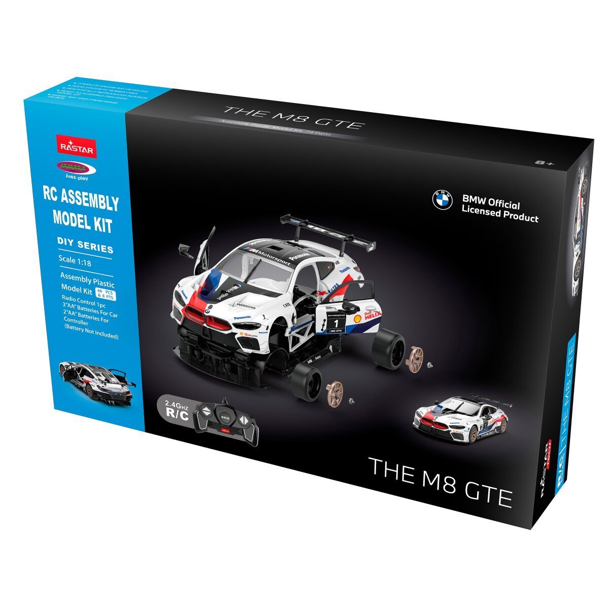 JAMARA BMW M8 GTE 1:18 weiß 2,4GHz Bausatz ab 8 Jahren