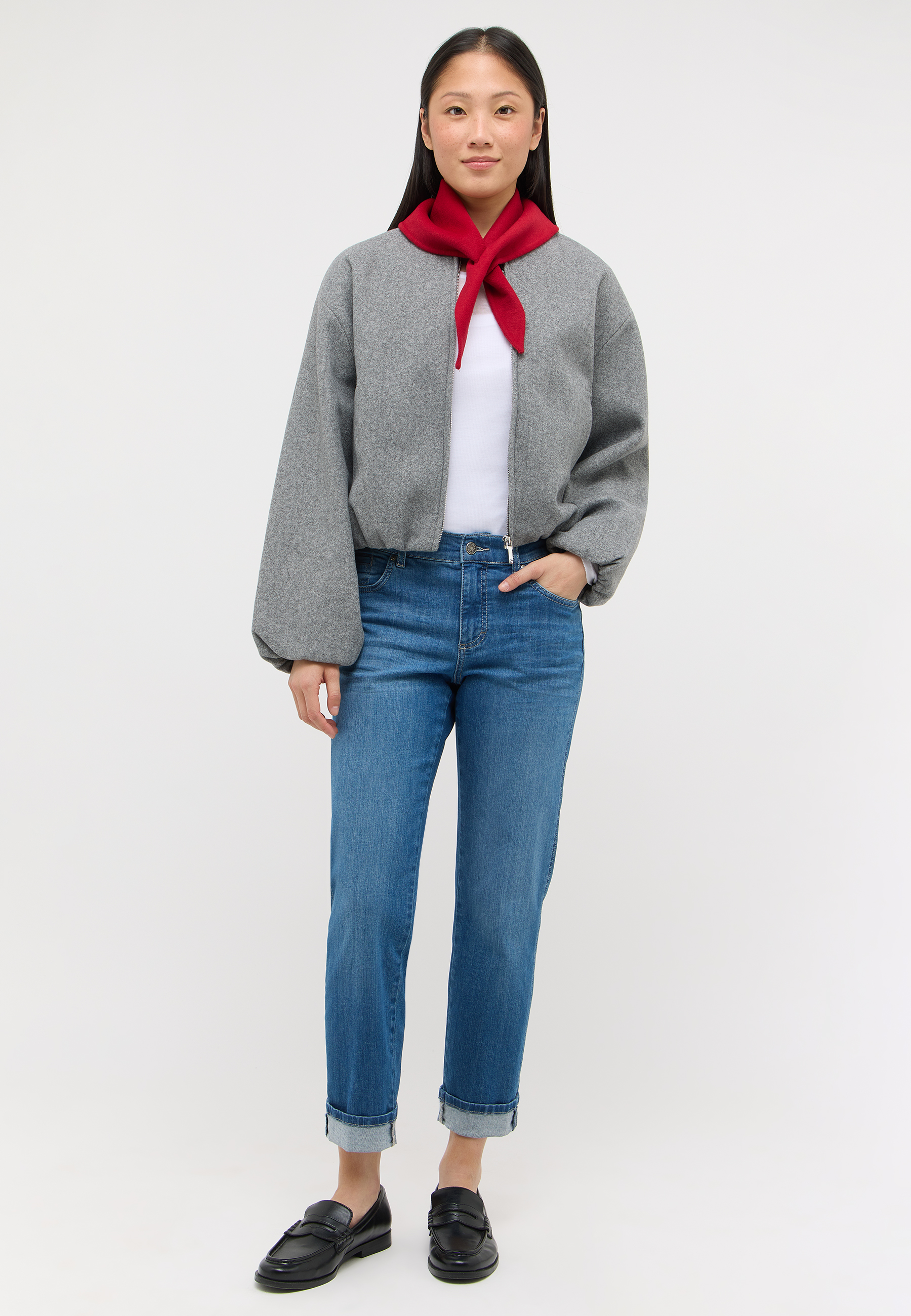 ANGELS 346810930B Damen Jeans Darleen Turn Up 7/8 Straight Fit - Blau - 4