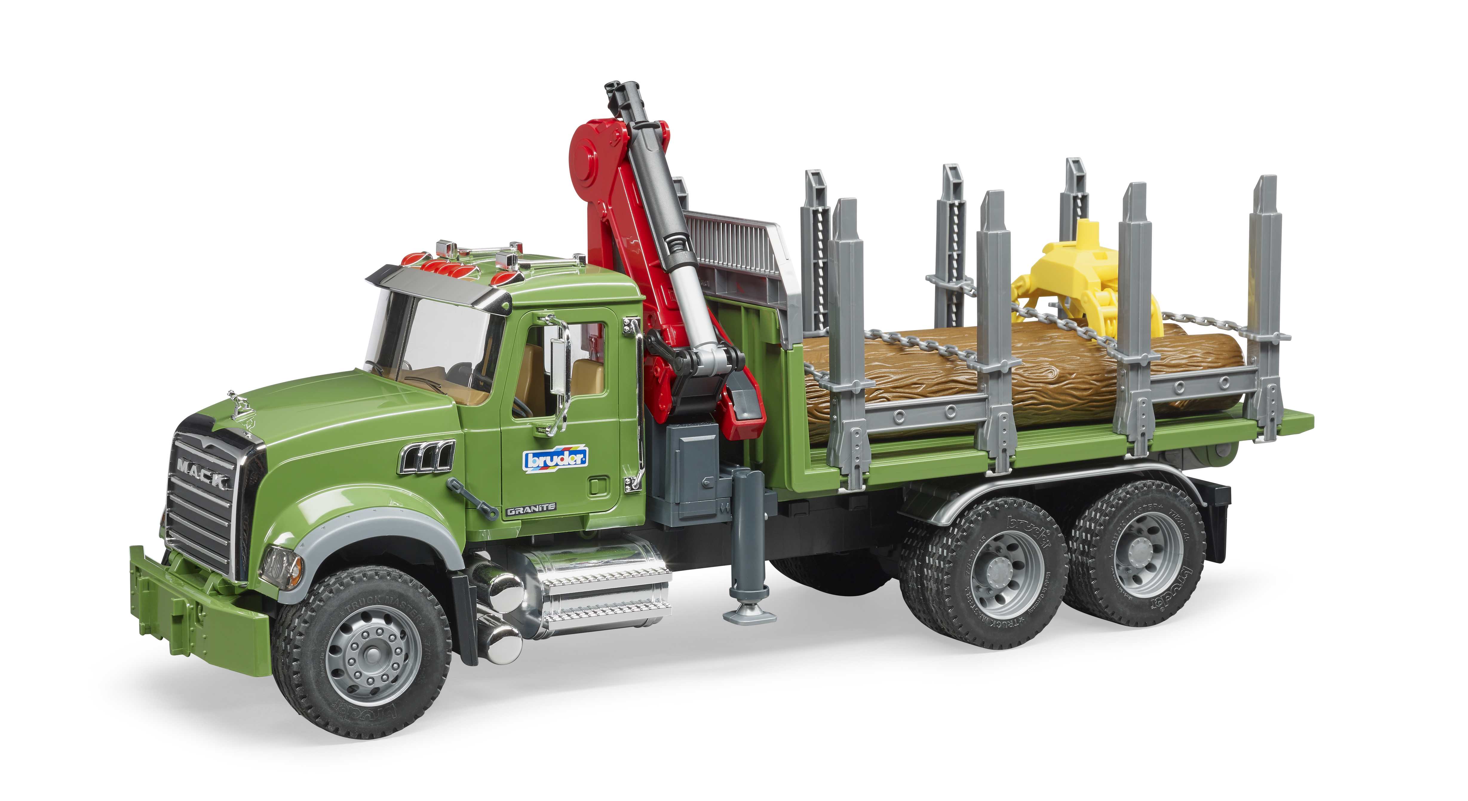 BRUDER 02824 - MACK Granite Holztransport-LKW mit Ladekran, Greifer und 3 Baumstämmen - Bild 2 BRUDER 02824 - MACK Granite Holztransport-LKW mit Ladekran, Greifer und 3 Baumstämmen - Bild 2
