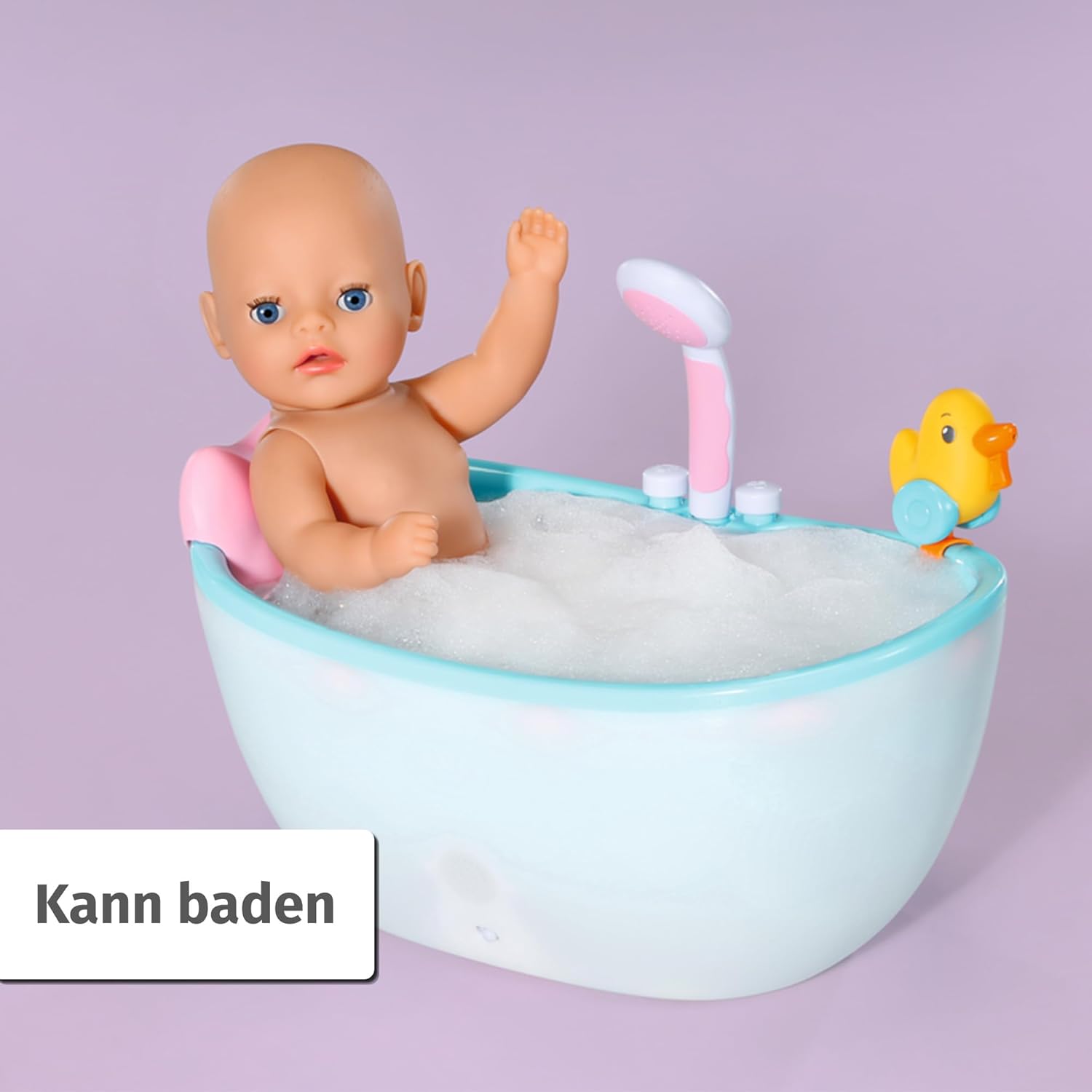 BABY born® Little Baby Girl DE - 36 cm große Babypuppe mit 7 Funktionen Baden, Badewanne, Person, Wanne