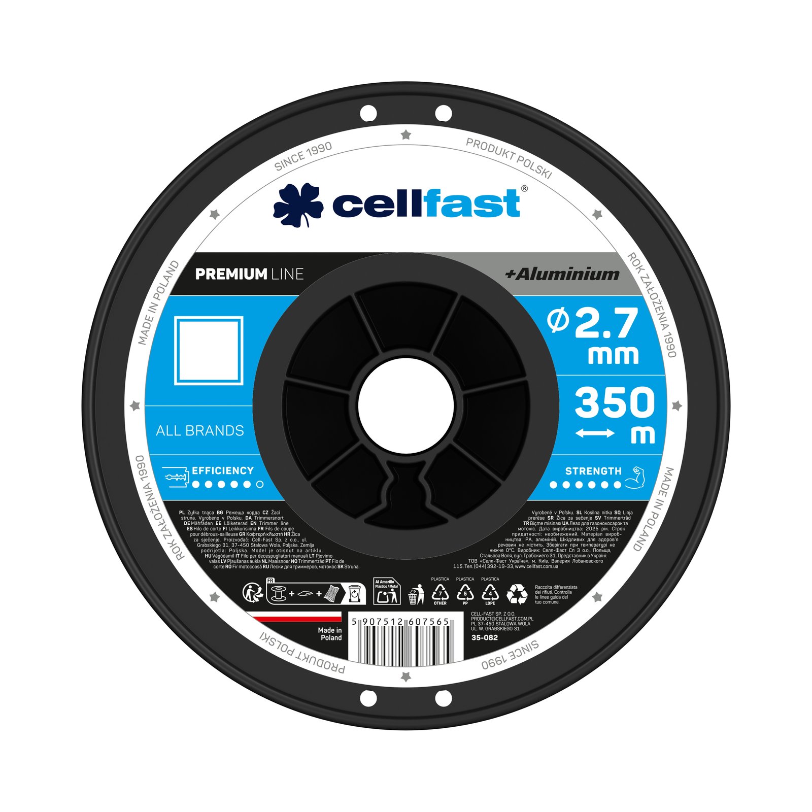 Cellfast PREMIUM Mähfäden auf Spule 2,7 mm x 350 m Quadrat Cellfast PREMIUM Mähfäden auf Spule 2,7 mm x 350 m Quadrat
