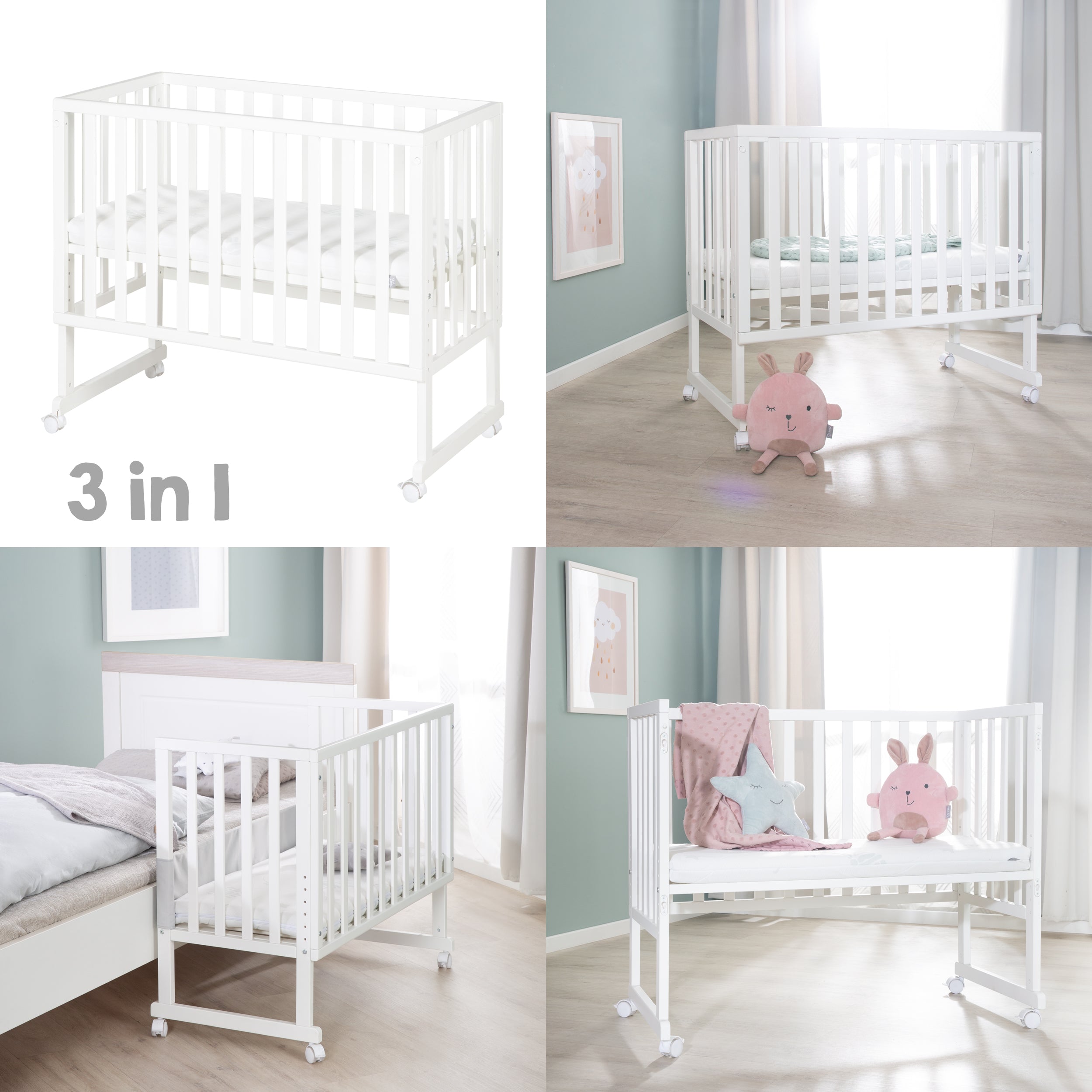 Roba 8961WE1 Stuben- Beistellbett +Barriere/Matratze weiß – Stubenbetten - Bild 5 Roba 8961WE1 Stuben- Beistellbett +Barriere/Matratze weiß – Stubenbetten - Produktbild 5
