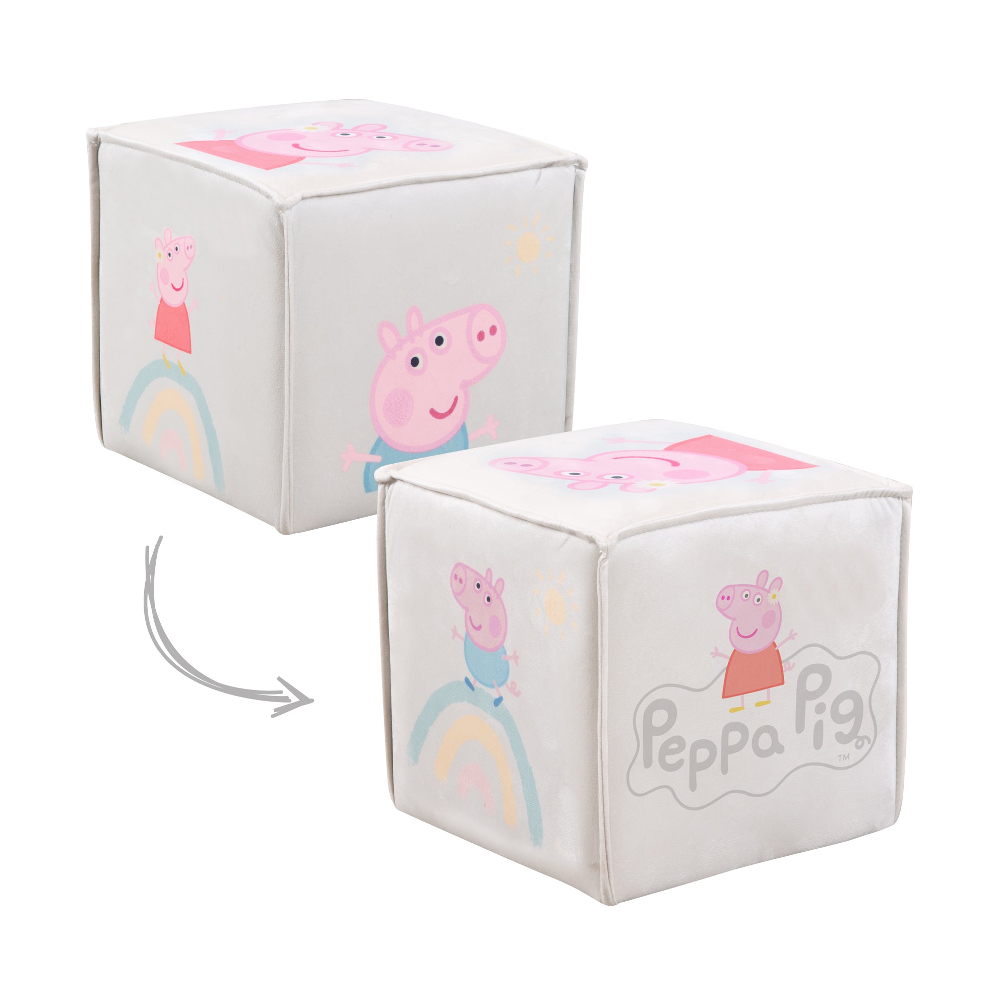 Roba 450134PP1 Kinderhocker in Würfelform Peppa Pig beige – Spielmöbel - Bild 6 Roba 450134PP1 Kinderhocker in Würfelform Peppa Pig beige – Spielmöbel - Produktbild 6