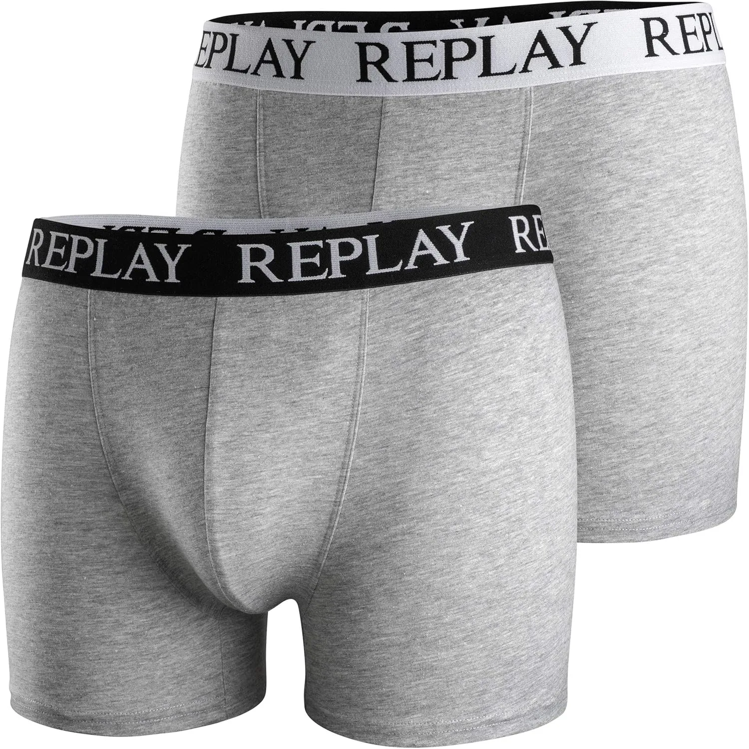 REPLAY Herren Boxershorts I101005GR – Grau, 2er Pack Cotton-Stretch GR. L