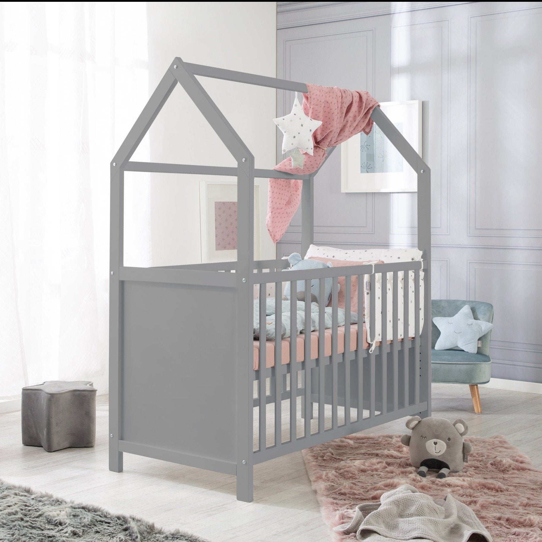 Roba 203120TPFS1 Hausbett 60 x 120cm inkl. Wickelplatte taupe – Komplettbettsets & Einzelbetten - Bild 2 Roba 203120TPFS1 Hausbett 60 x 120cm inkl. Wickelplatte taupe – Komplettbettsets & Einzelbetten - Produktbild 2