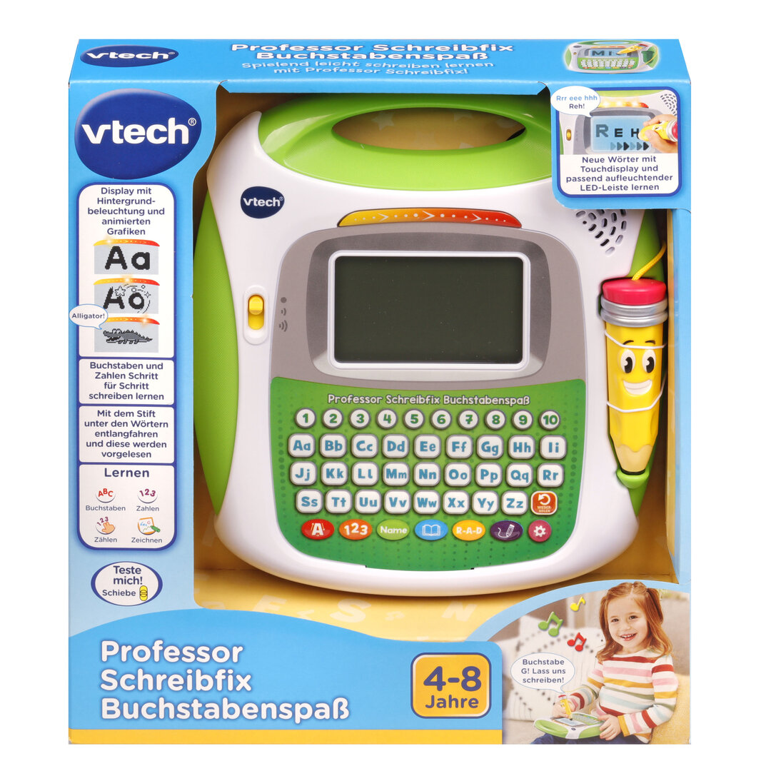 VTech Professor Schreibfix Buchstabenspaß 80-617004 VTech, Professor, Schreibfix, Buchstabenspaß, 80-617004, Kind, Weiblich, Mädchen, Person, Gesicht
