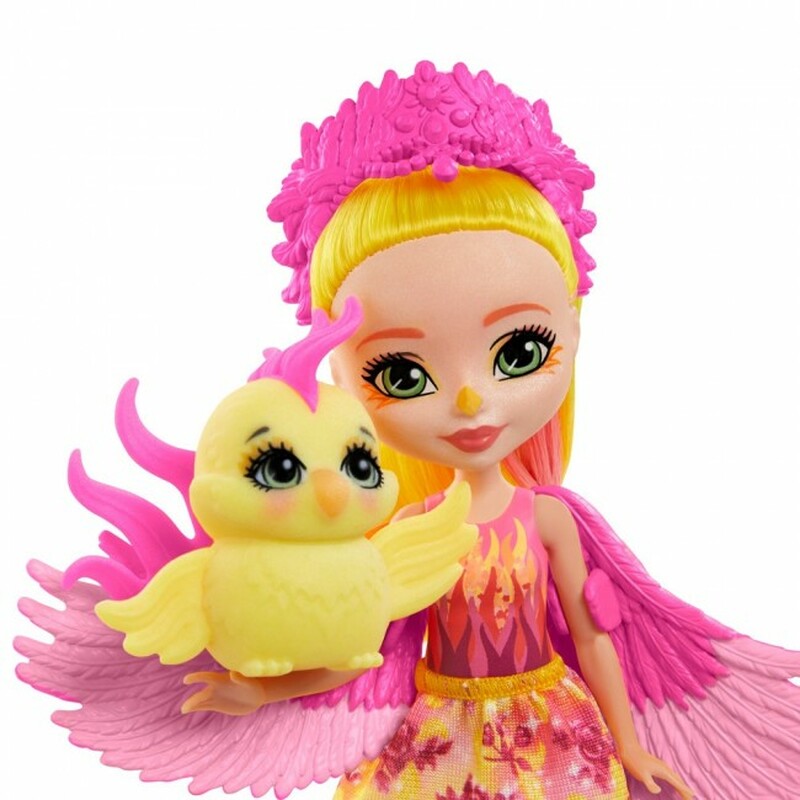 Enchantimals Royals Phoenix Puppe mit Vogelfreund Enchantimals Royals Phoenix Puppe mit Phoenix-Vogelfreund und königlichem Outfit
