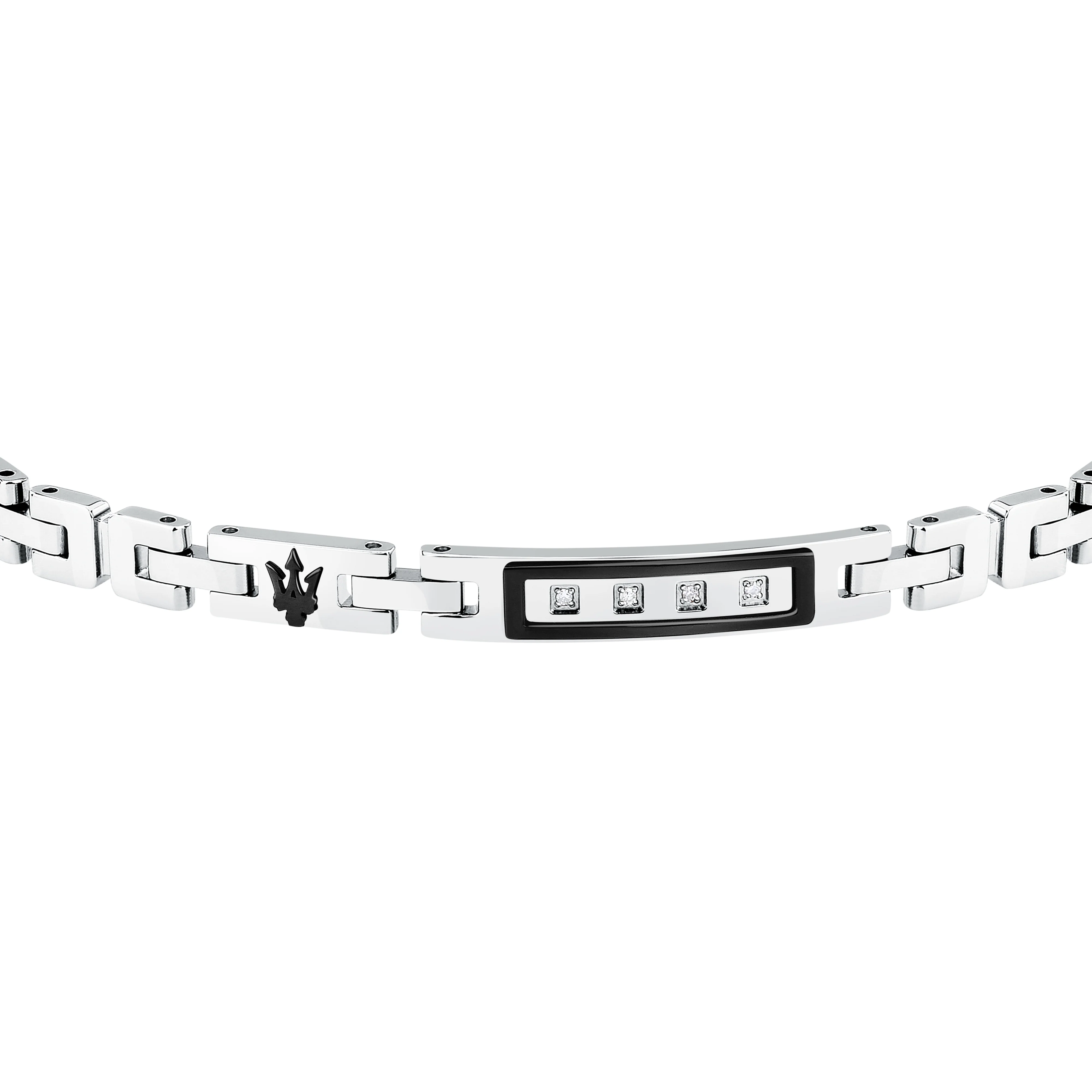 Maserati Armband Herren Silber/schwarz 18+3.5cm