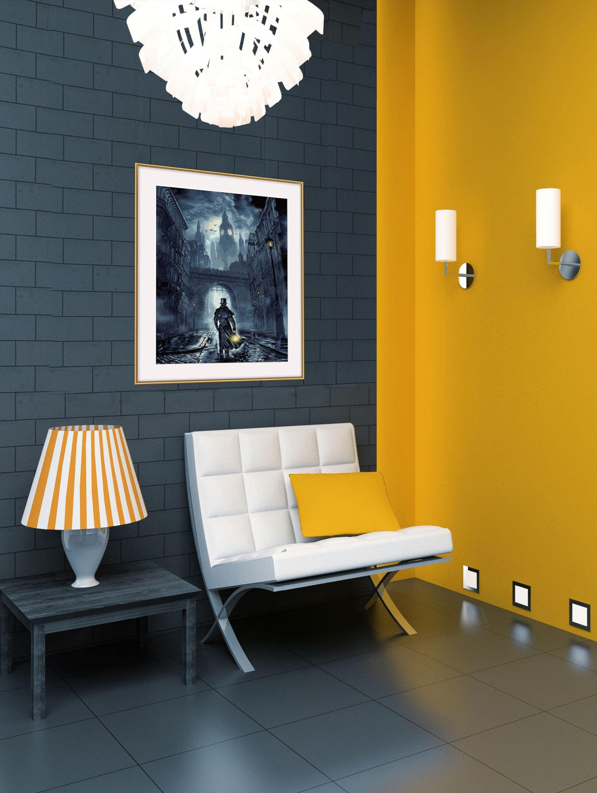 Schipper Mnz - The Dark Side - Ausdrucksstarkes Malset Mit Kontrastmotiv 609130889 Lampe, Fußboden, Innenarchitektur, Bank, Wohnzimmer