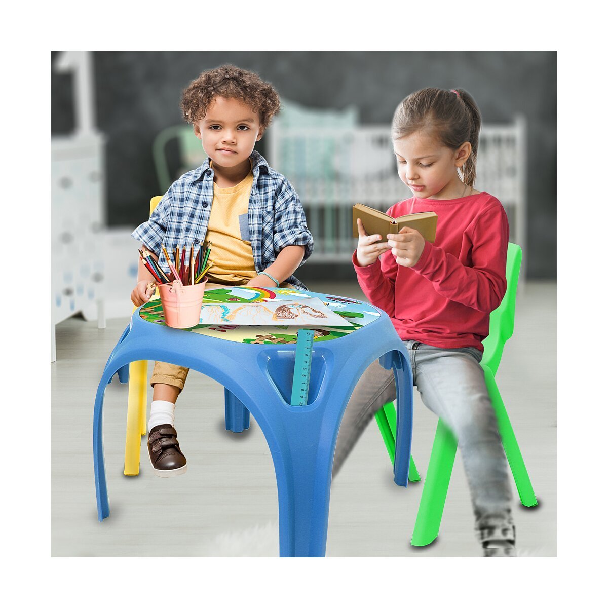 JAMARA Kindertisch Zahlenspaß XL blau ab 24 Monaten