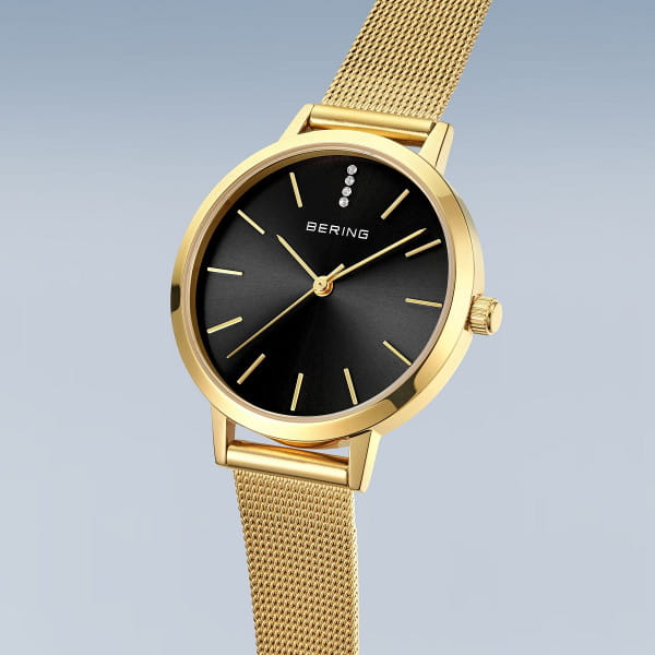 Bering 13434-332 Damenuhr, Milanaise, Gold/Schwarz Bering 13434-332 Damenuhr, Milanaise, Gold/Schwarz