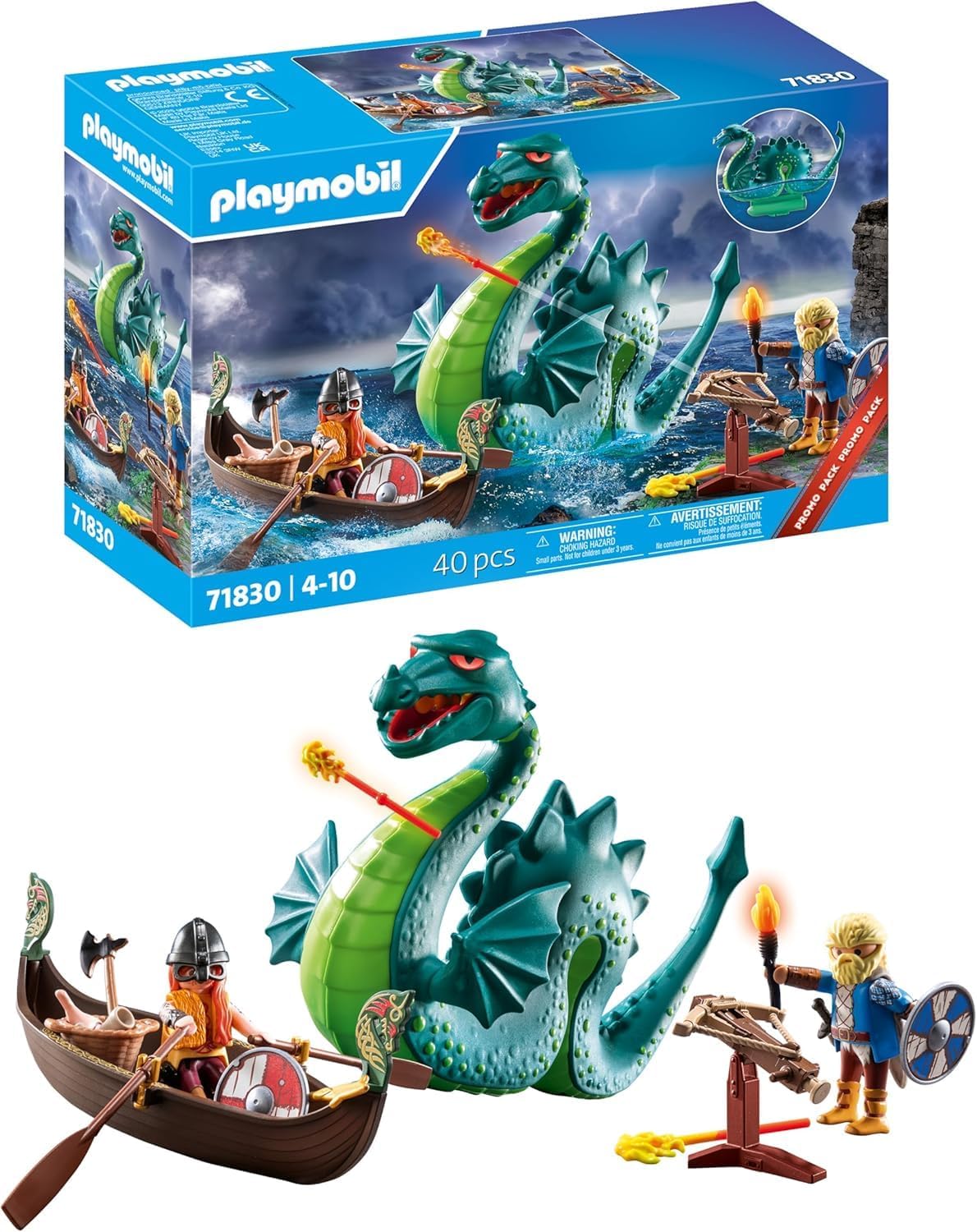 PLAYMOBIL, 71830, Wikinger, mit, Seeungeheuer