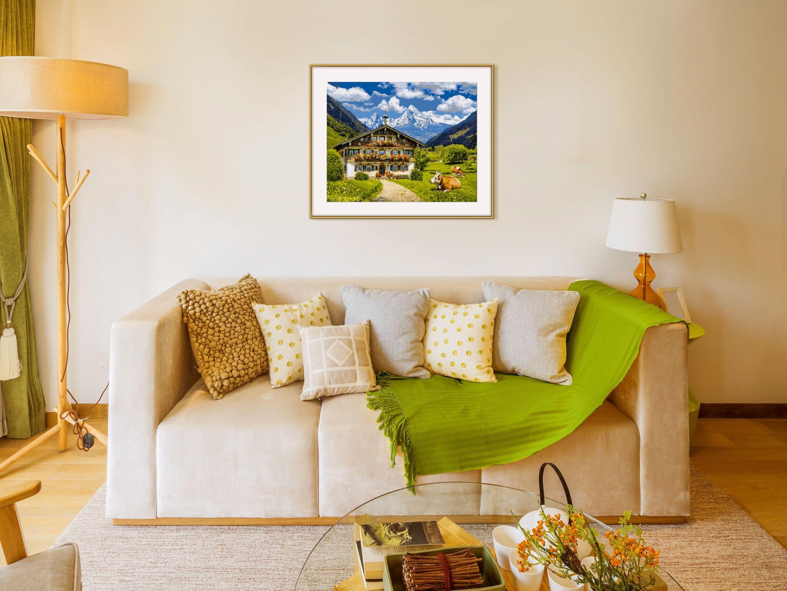 Schipper Mnz - Bergbauernhof - Idyllisches Malset Mit Alpenmotiv 609130857 Kissen, Dekoration für Zuhause, Couch, Lampe