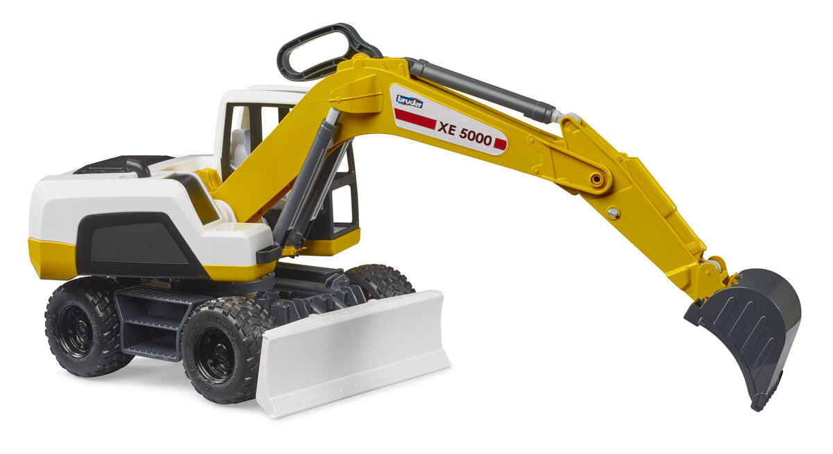 BRUDER 03413 - Roadmax Mobilbagger Maschine, Rad, Bulldozer