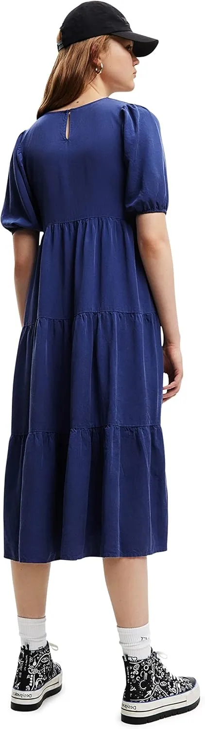 Desigual Damen Kleid - Blaues Kleid mit Herz-Ausschnitt 22WWVW305096 GR. XL Desigual Damen Kleid - Blaues Kleid mit Herz-Ausschnitt 22WWVW305096 GR. XL