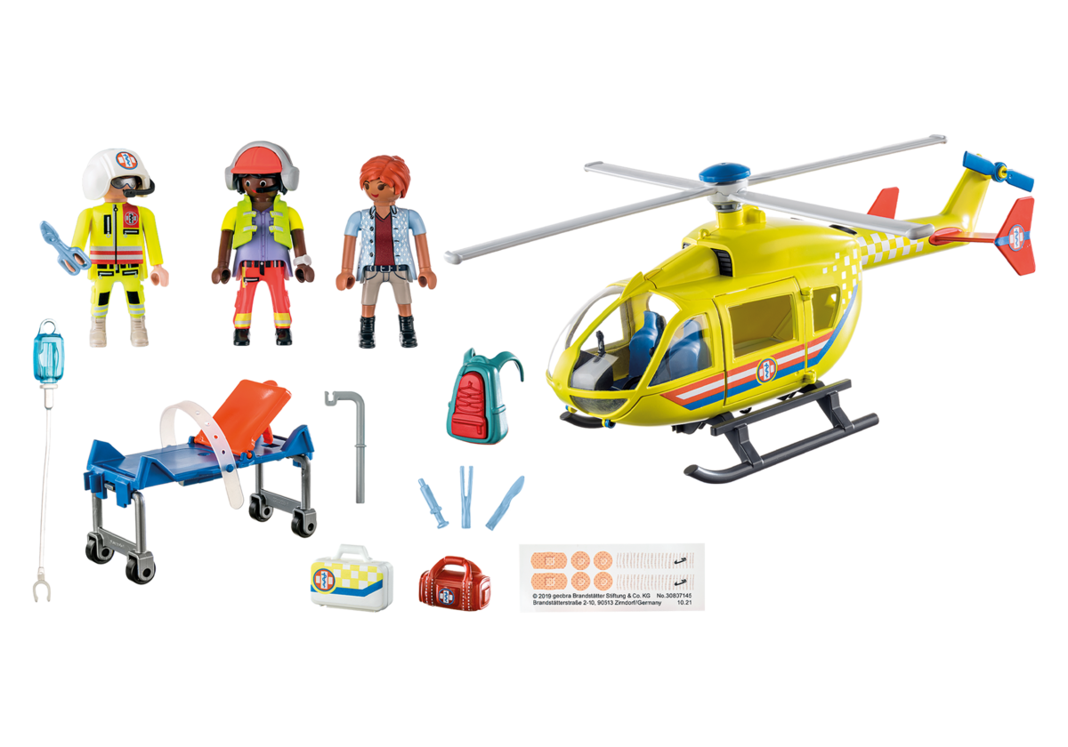 PLAYMOBIL 71203 Rettungshelikopter Flugzeug, Hubschrauber, Transport, Fahrzeug, Person