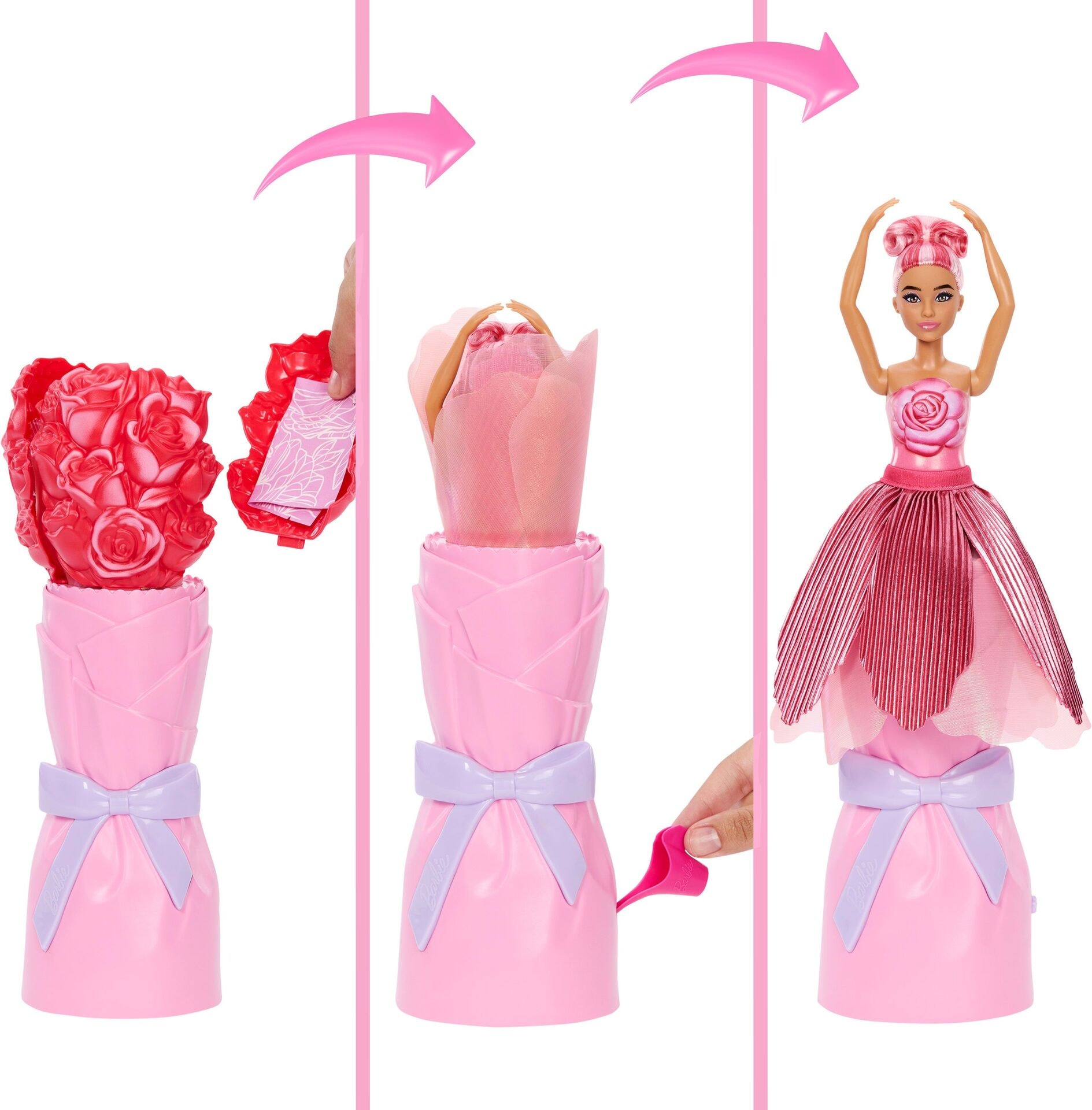 Barbie Flower Surprise Puppe - rote Rose - Mattel - MATTEL JMF59 Puppe - Mattel - Barbie Flower Surprise Puppe - rote Rose - Modell MATTEL JMF59 Produktbild fuer Online-Shop