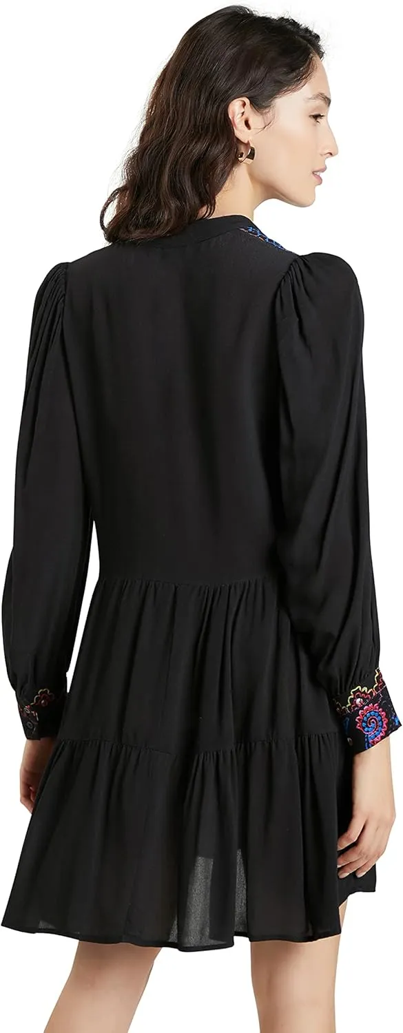 Desigual Damen Kleid „Boho Embroidery“ - Schwarz mit Muster 21WWVW492000 GR. M Desigual Damen Kleid „Boho Embroidery“ - Schwarz mit Muster 21WWVW492000 GR. M