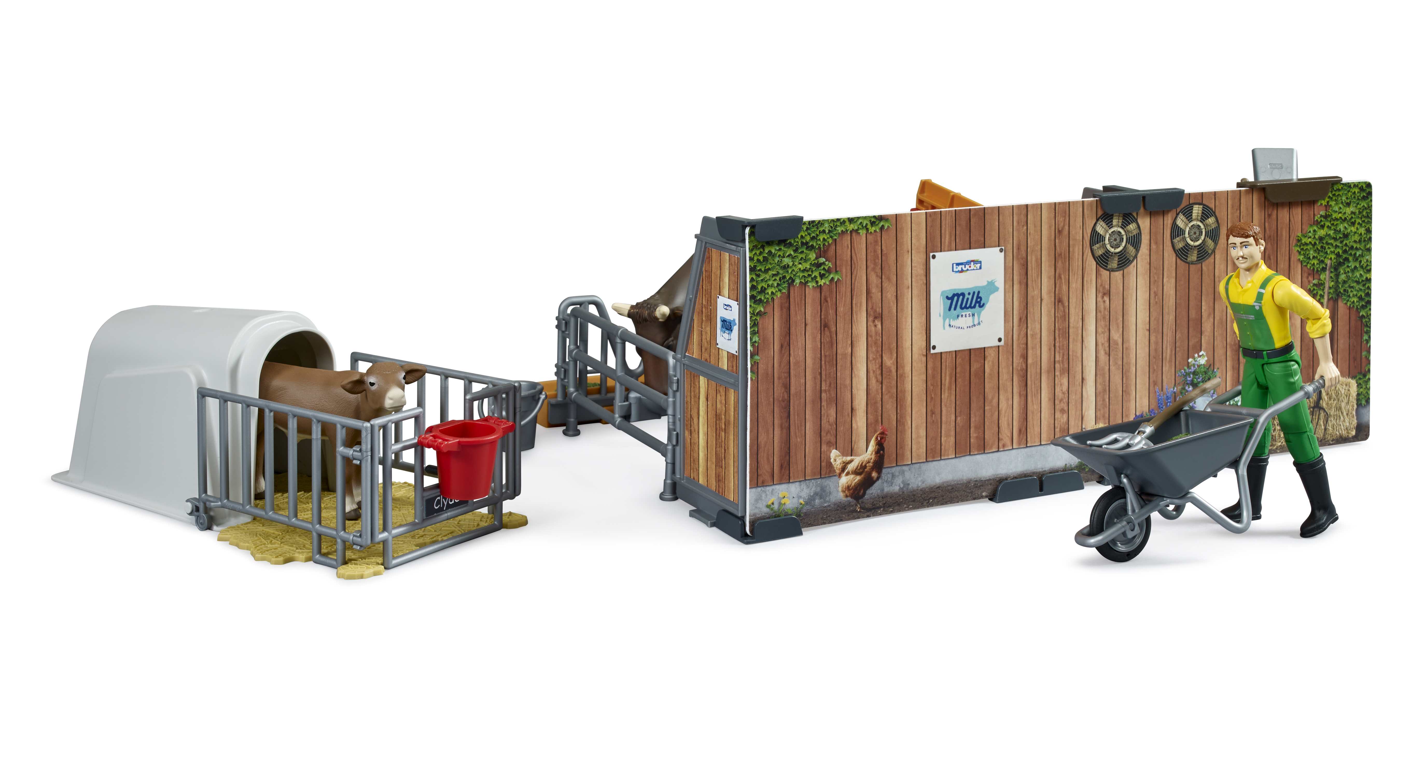 BRUDER 62611 - Bworld Kuh- und Kälberstall mit Landwirt, Kuh und Kalb - Bild 5 BRUDER 62611 - Bworld Kuh- und Kälberstall mit Landwirt, Kuh und Kalb - Bild 5