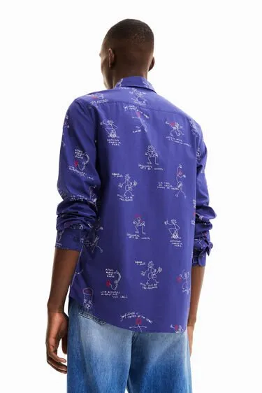 Desigual Herren Hemd - Blau, Bedruckt 22WMCW325158 GR. M Desigual Herren Hemd - Blau, Bedruckt 22WMCW325158 GR. M