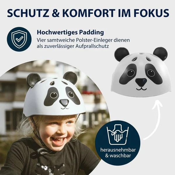 Kinderhelm Pandy, schwarz-weiß, Gr. 44-47 Kinderhelm Pandy, schwarz-weiß, Gr. 44-47