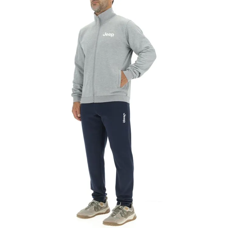 JEEP Herren Sweatjacke O103213GR - Hellgraue Sweatjacke mit Reißverschluss und Jeep-Logo GR. XXL JEEP Herren Sweatjacke O103213GR - Hellgraue Sweatjacke mit Reißverschluss und Jeep-Logo GR. XXL