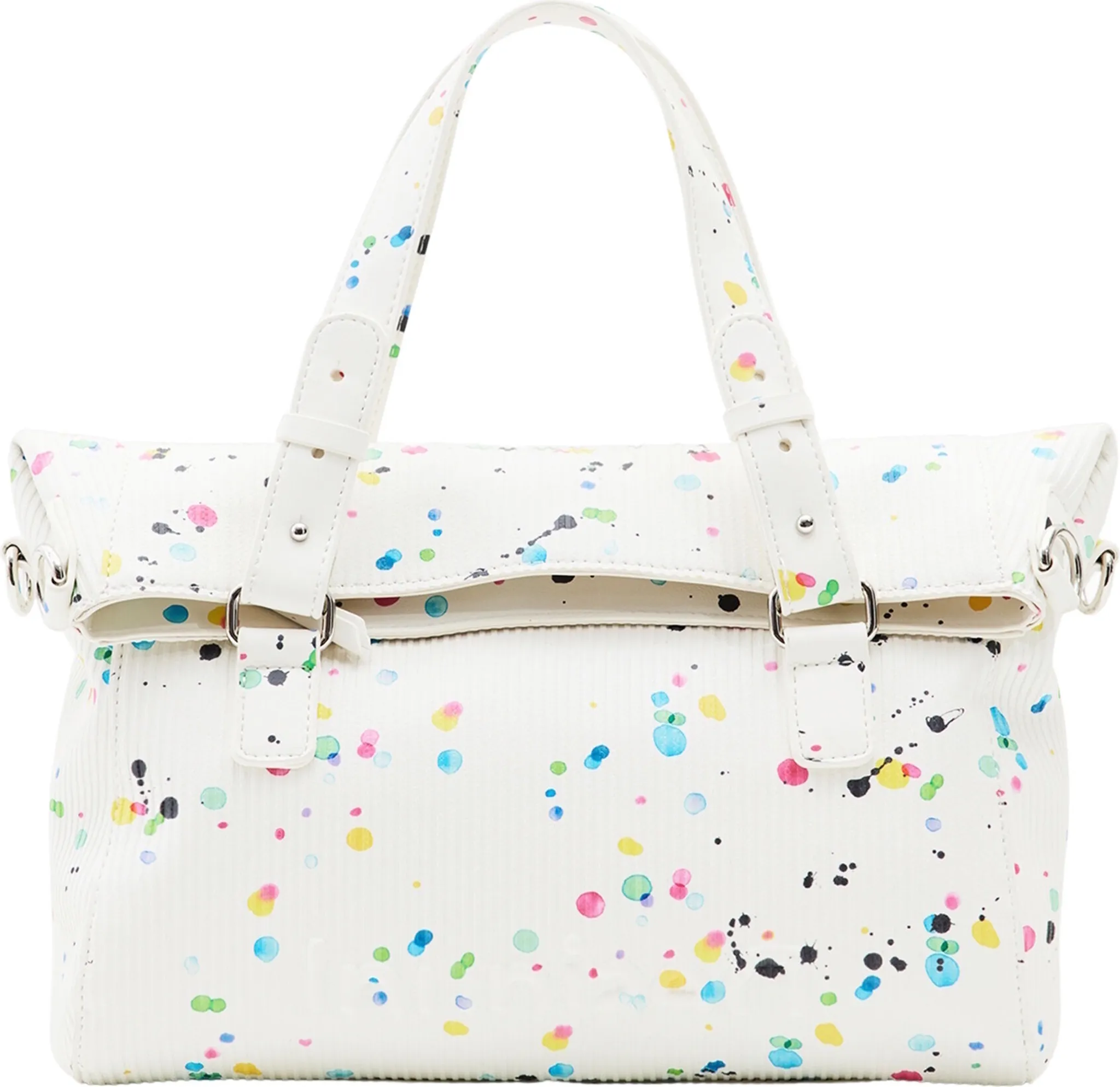 Desigual Damen „Fantastic“ - Weiß mit Farbspritz-Design 22WAXPB6 Handtasche Desigual Damen „Fantastic“ - Weiß mit Farbspritz-Design 22WAXPB6 Handtasche