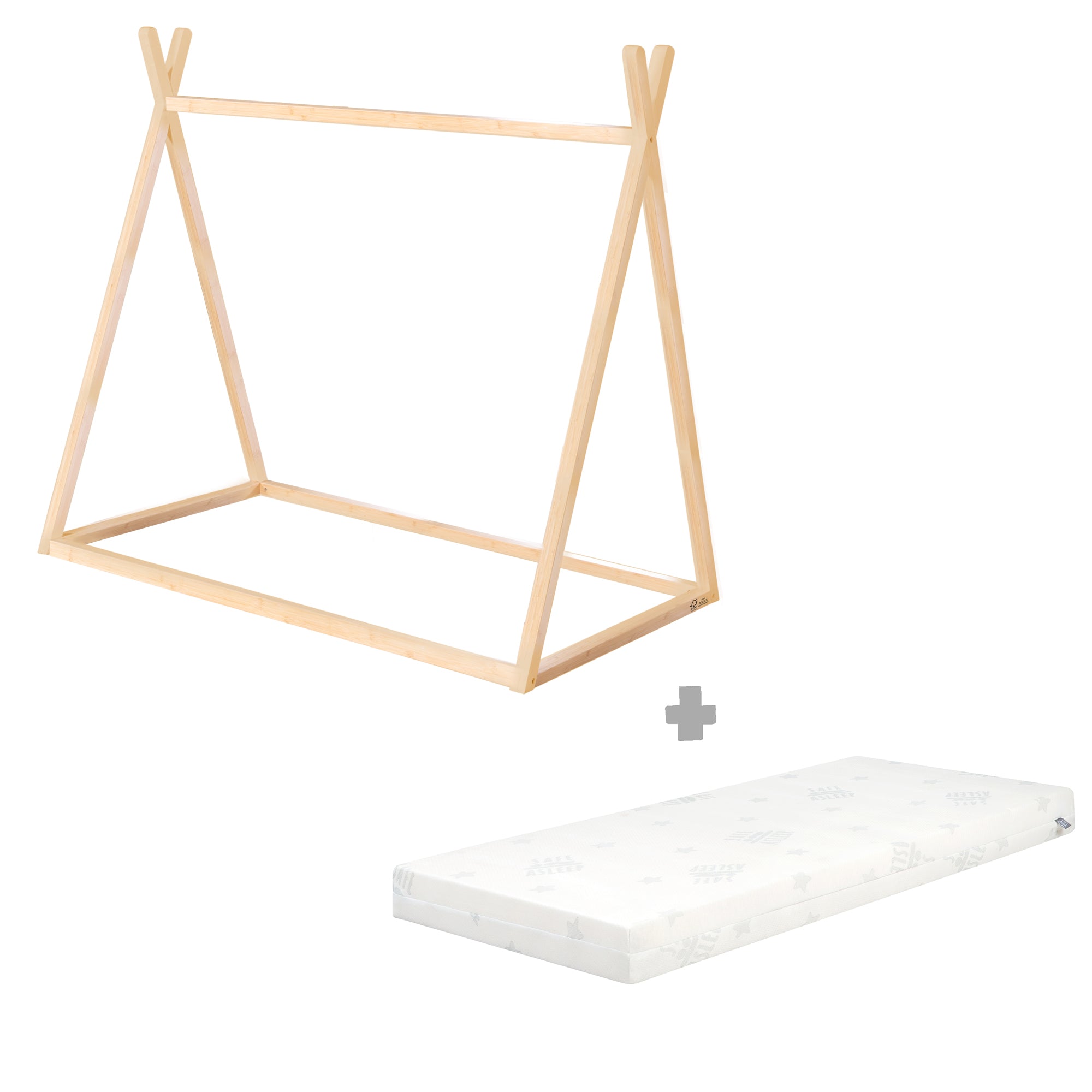 Roba 1062860BBZU Set Tipibett mit Matratze Bambus - Bild 1 Roba 1062860BBZU Set Tipibett mit Matratze Bambus - Bambus - Produktbild 1