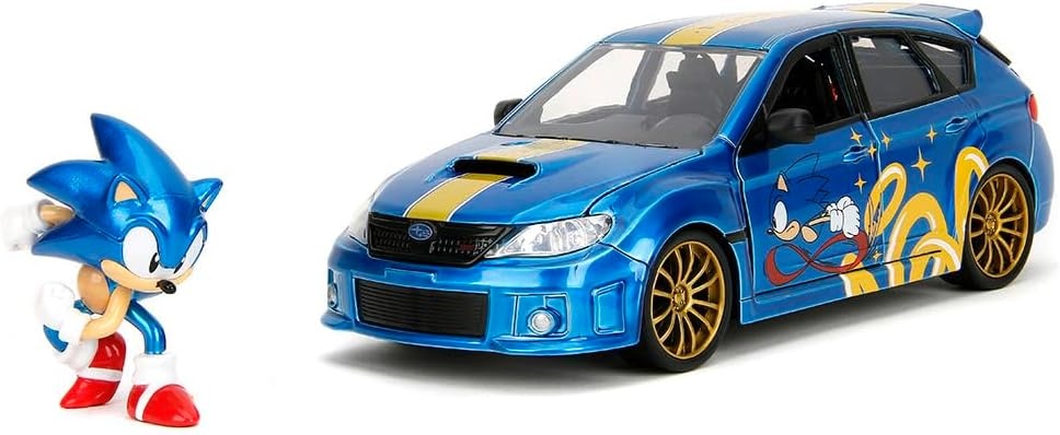 Jada 253255087 Sonic Subaru Impreza WRX STI 2012 Modellauto 1:24 mit Figur Auto, Transport, Fahrzeug, Figur