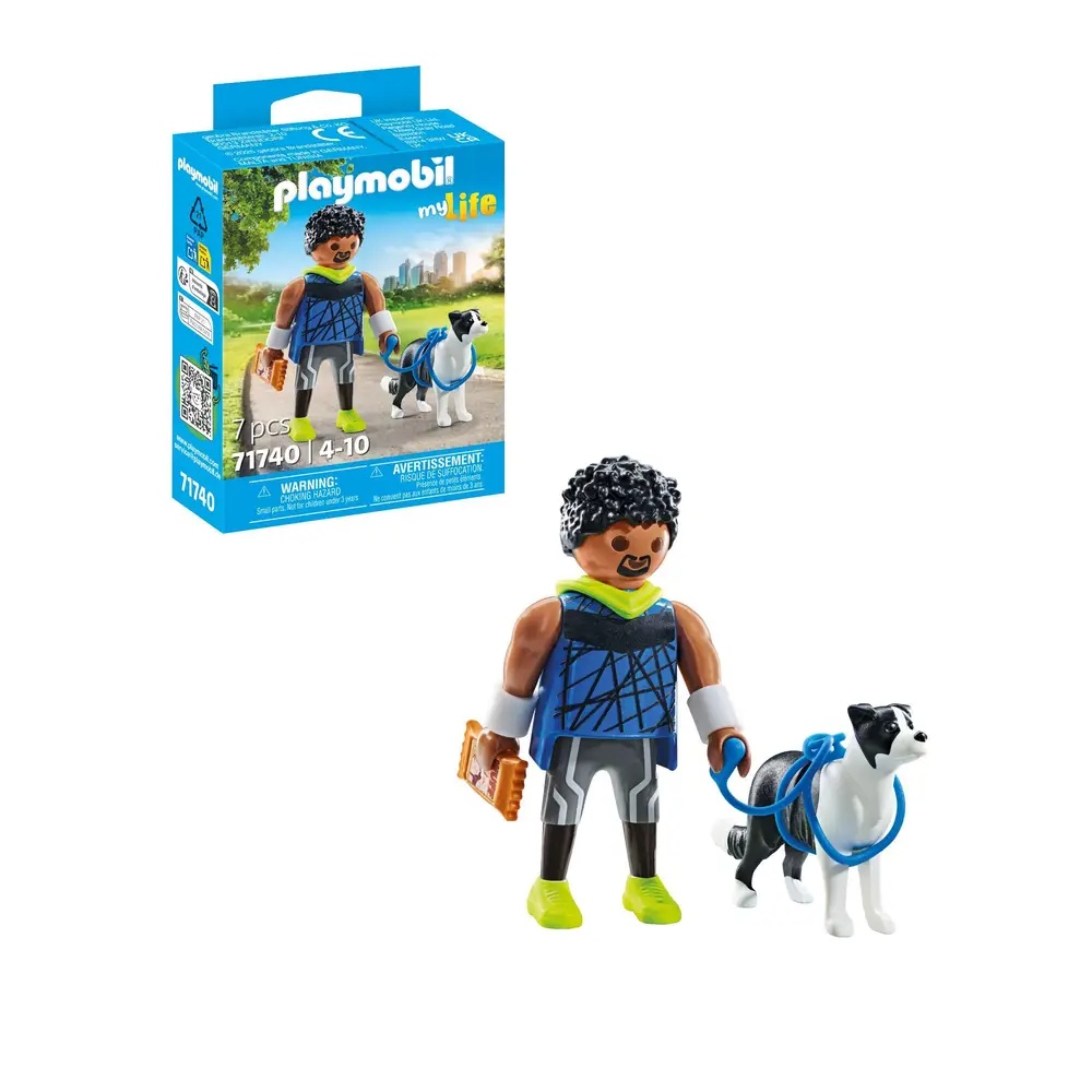 PLAYMOBIL 71740 My Life: Jogger mit Border Collie und Zubehör Figur, Person, Hund, Säugetier, Haustier