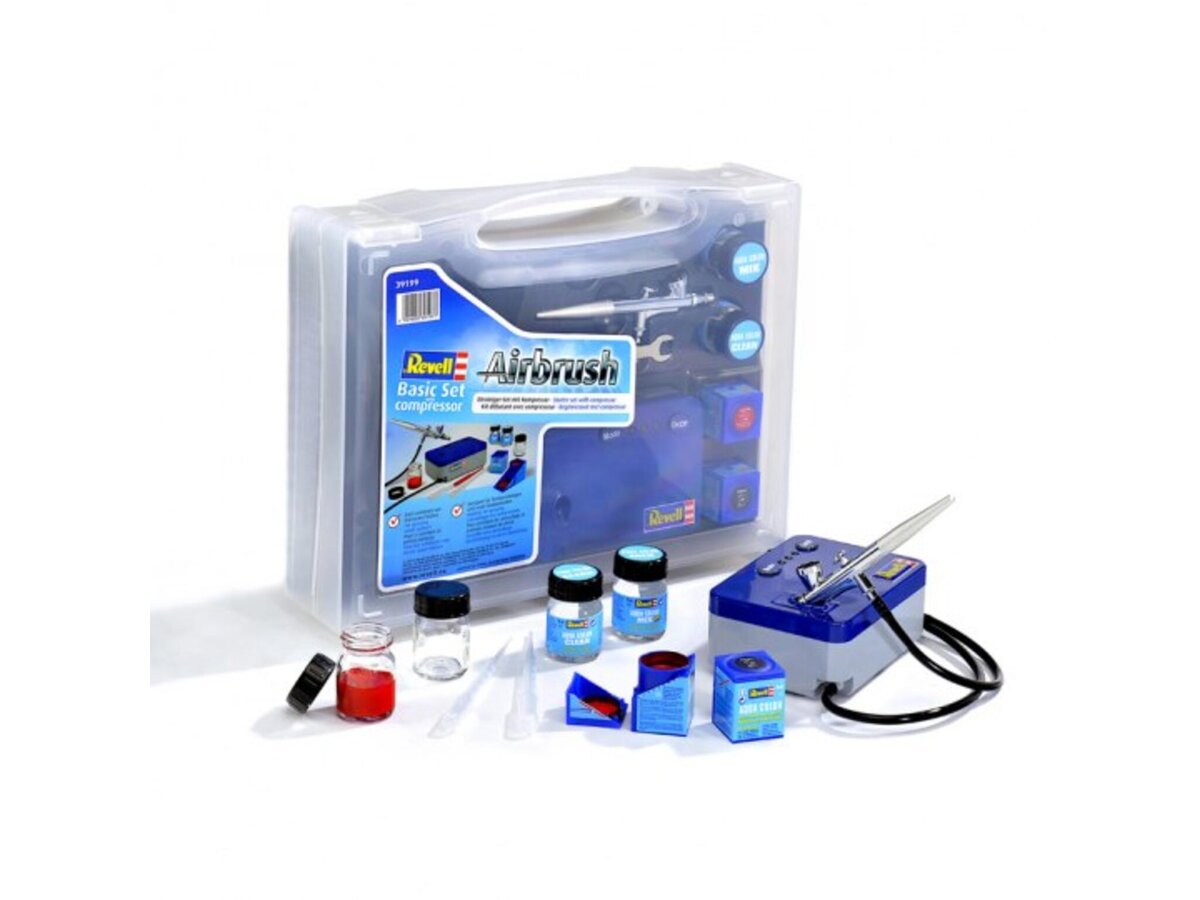 Revell 39199 Basic Set mit Kompressor Revell Airbrush Komplett-Set für Einsteiger Revell, 39199, Basic, Set, mit, Kompressor, Revell, Airbrush, Komplett-Set, für, Einsteiger