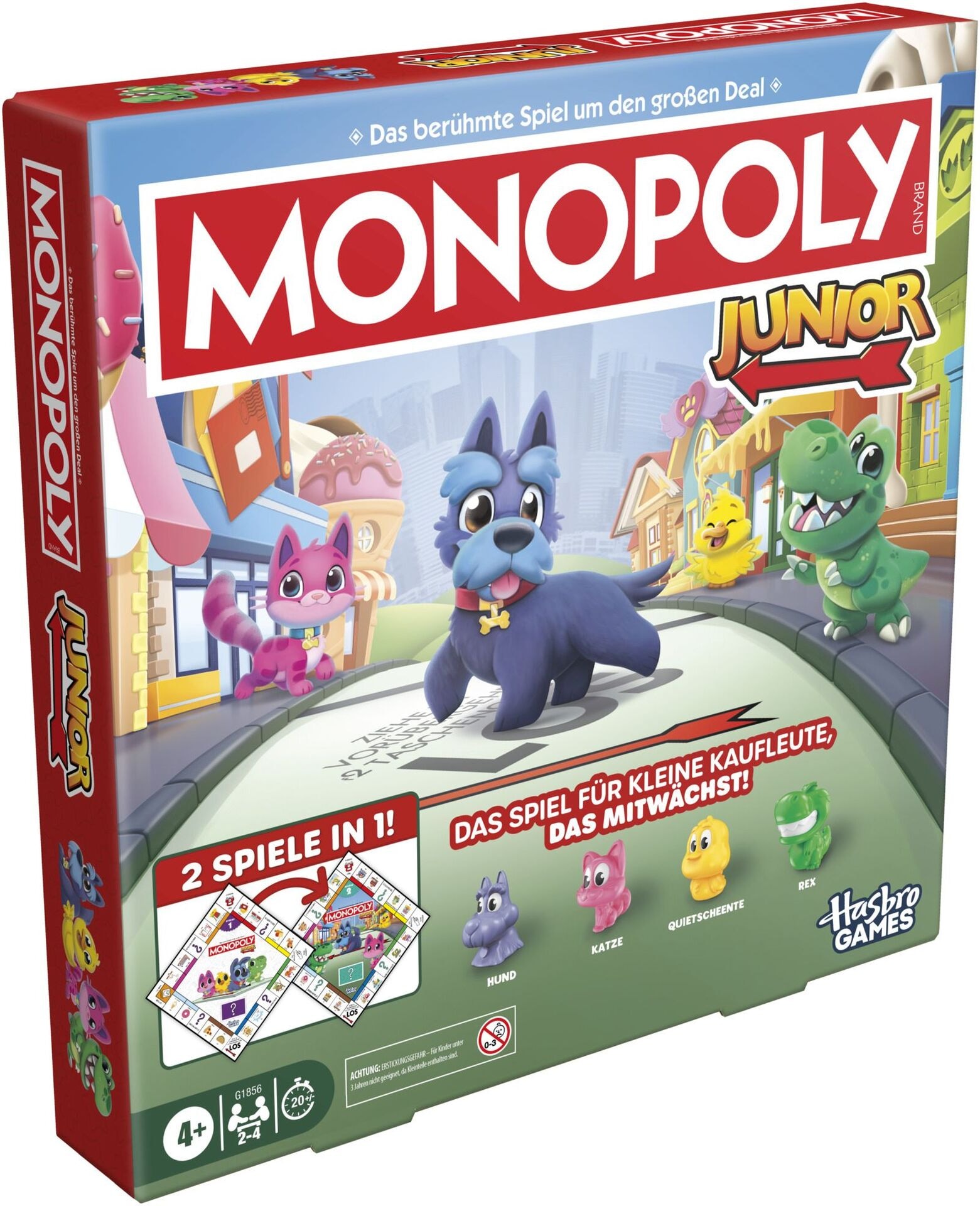 Produktfoto - Hasbro - Monopoly Junior Square 2 In 1 - Modell HASBRO G1856100 Produktbild fuer Online-Shop