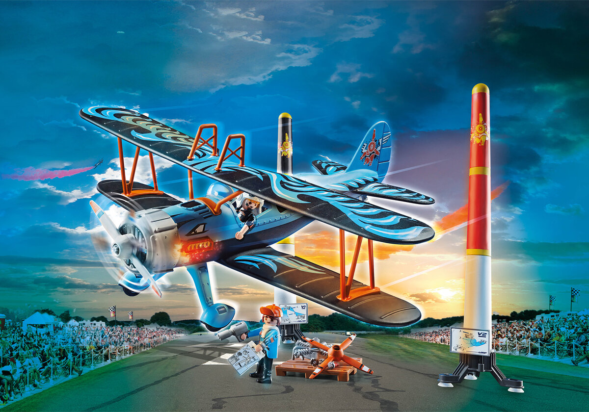 PLAYMOBIL 70831 Air Stuntshow Doppeldecker "Phönix" Flugzeug, Transport, Fahrzeug, Person