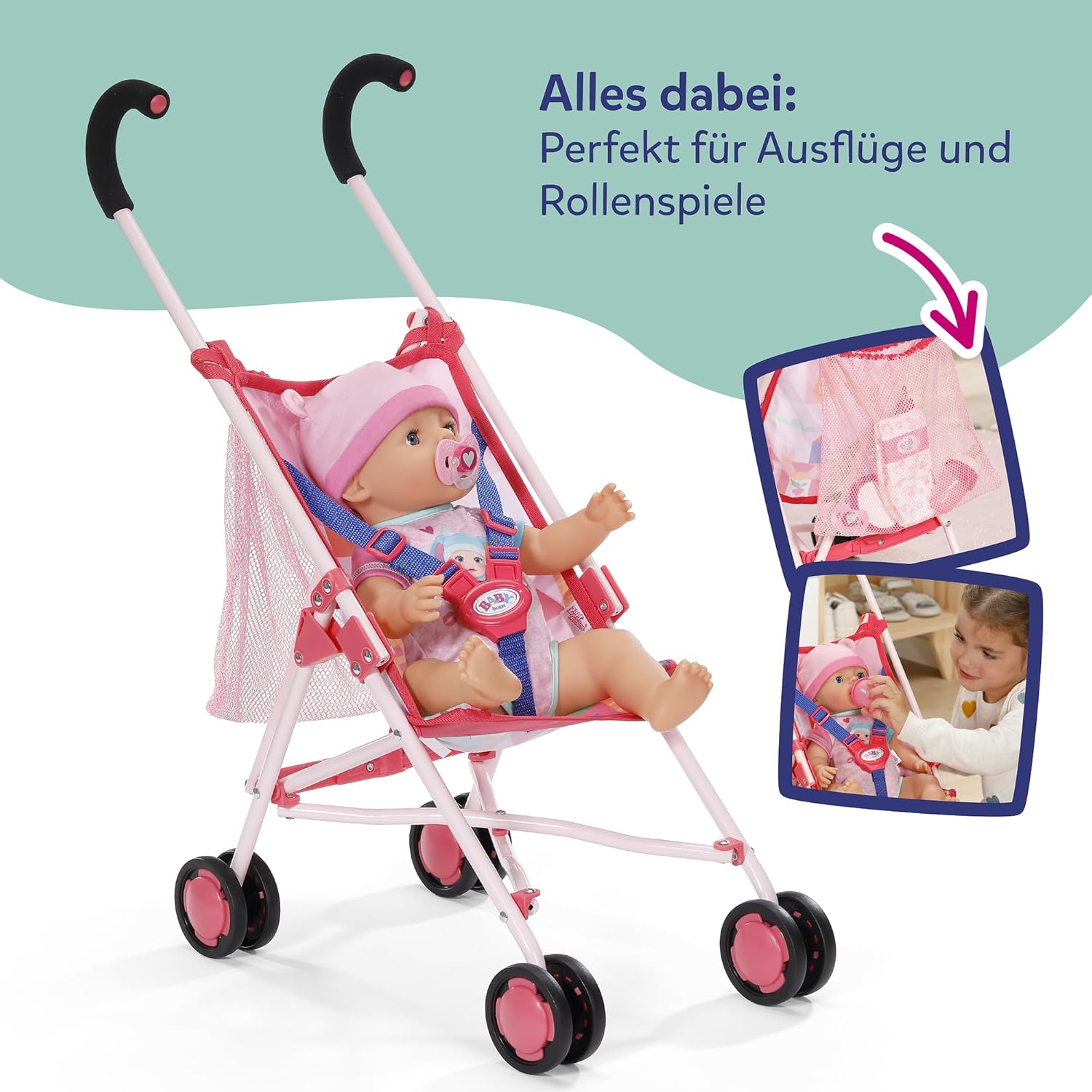 BABY born® Kinderwagen mit Tasche Pink