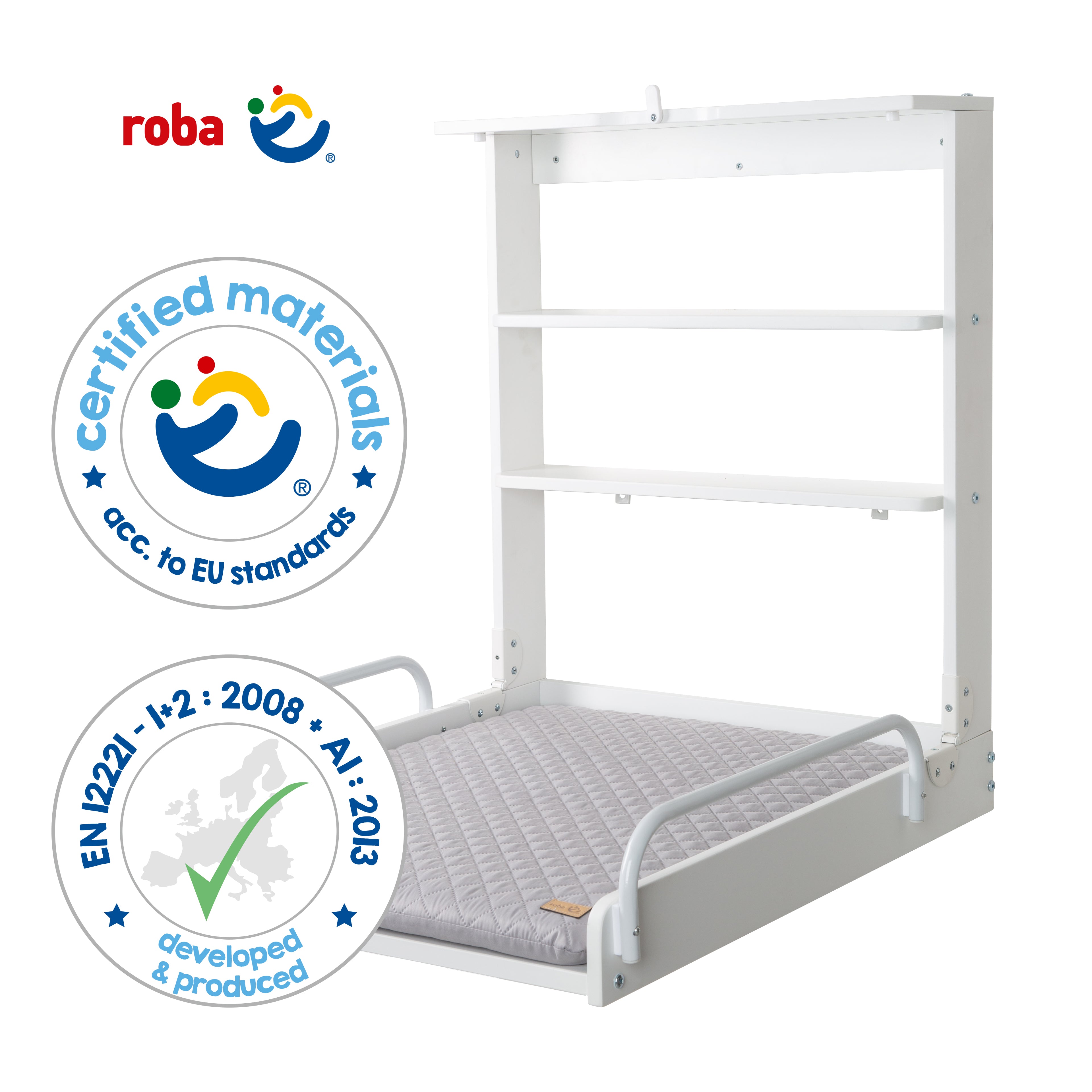 Roba 212015WEV230 Wandwickelregal +Wickelauflage grau weiß – Wickeln & Baden - Bild 9 Roba 212015WEV230 Wandwickelregal +Wickelauflage grau weiß – Wickeln & Baden - Produktbild 9