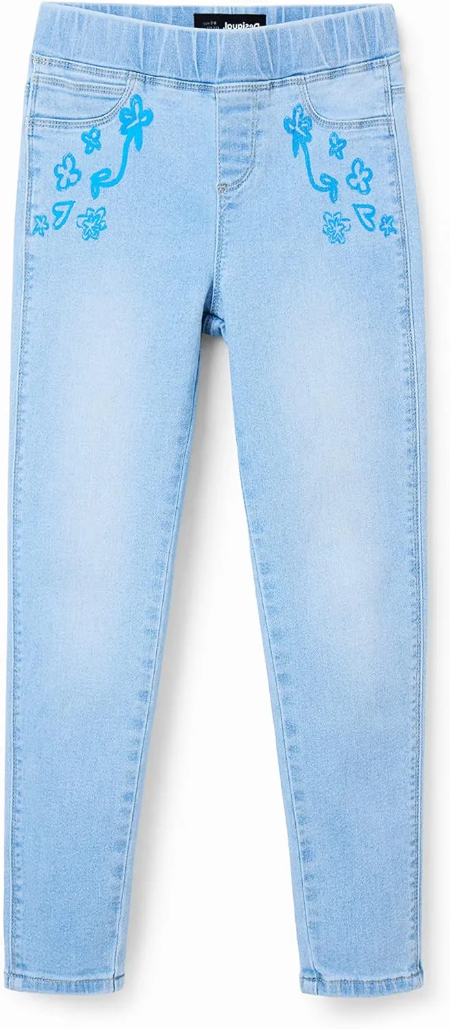 Desigual Mädchen Leggings - Hellblaue Jeans-Leggings mit Stickerei 23SGKN015007 Desigual Mädchen Leggings - Hellblaue Jeans-Leggings mit Stickerei 23SGKN015007