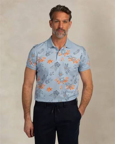 NZA 26CN124SB/XXL Poloshirt - Hellblau / Blumen - XXL