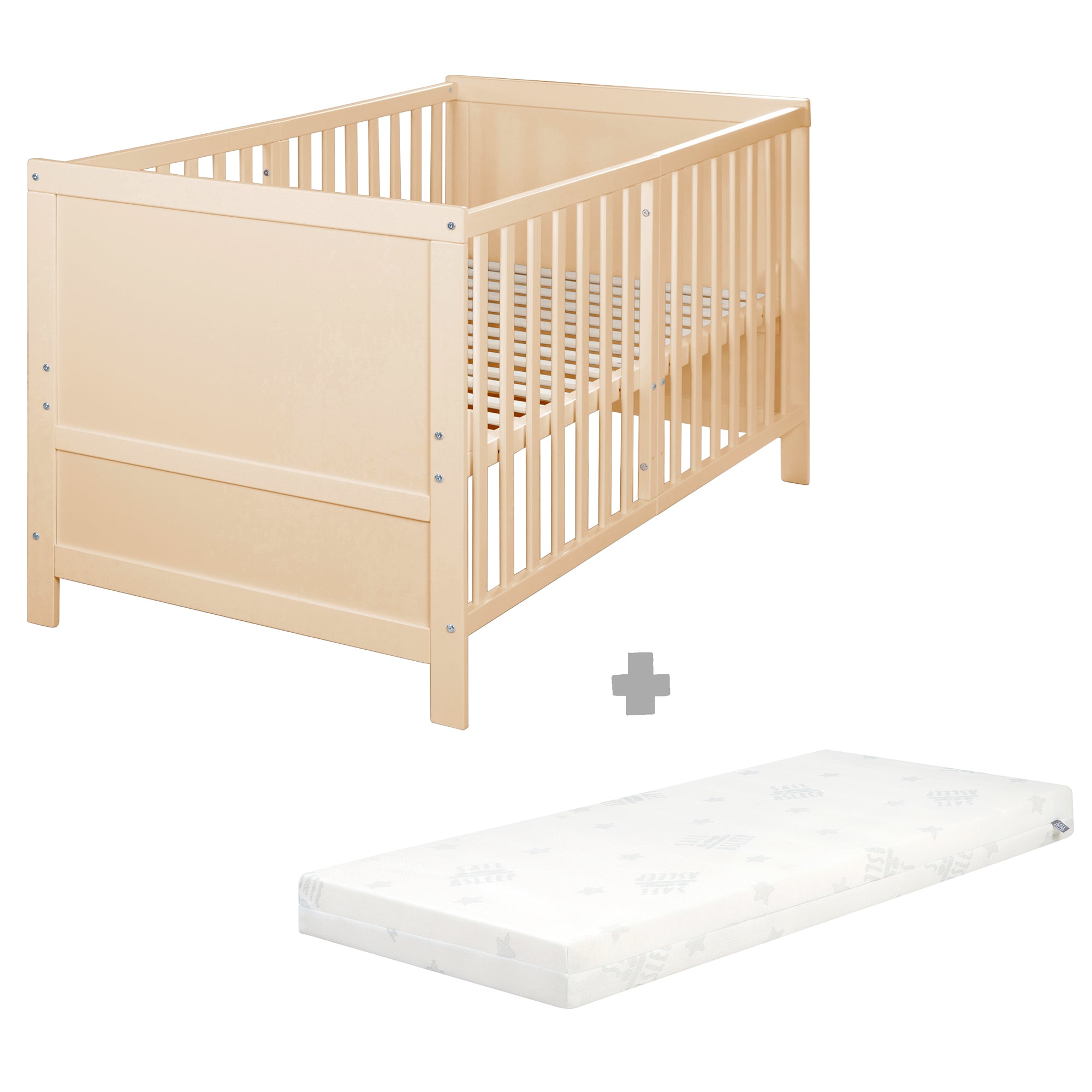 Roba 0194NAM Kombi-Kinderbett 70x140 cm + Matratze natur lackiert – Komplettbettsets & Einzelbetten - Bild 1 Roba 0194NAM Kombi-Kinderbett 70x140 cm + Matratze natur lackiert – Komplettbettsets & Einzelbetten - natur lackiert - Komplettbettsets & Einzelbetten - Produktbild 1
