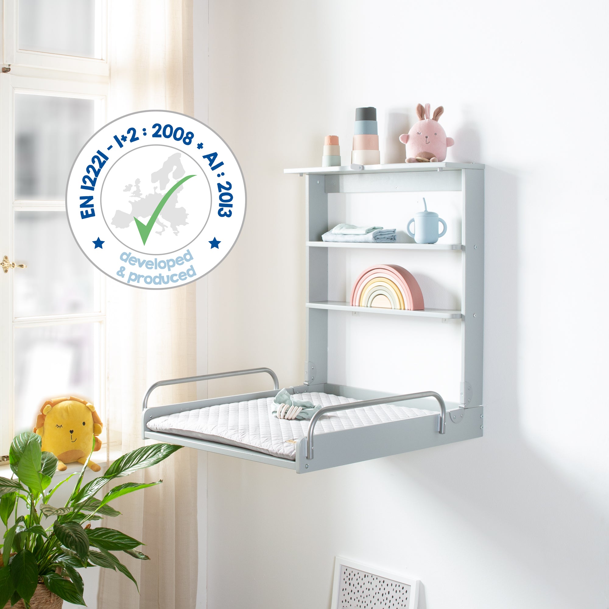 Roba 212015TPV230 Wandwickelregal +Wickelauflage grau taupe – Wickeln & Baden - Bild 11 Roba 212015TPV230 Wandwickelregal +Wickelauflage grau taupe – Wickeln & Baden - Produktbild 11