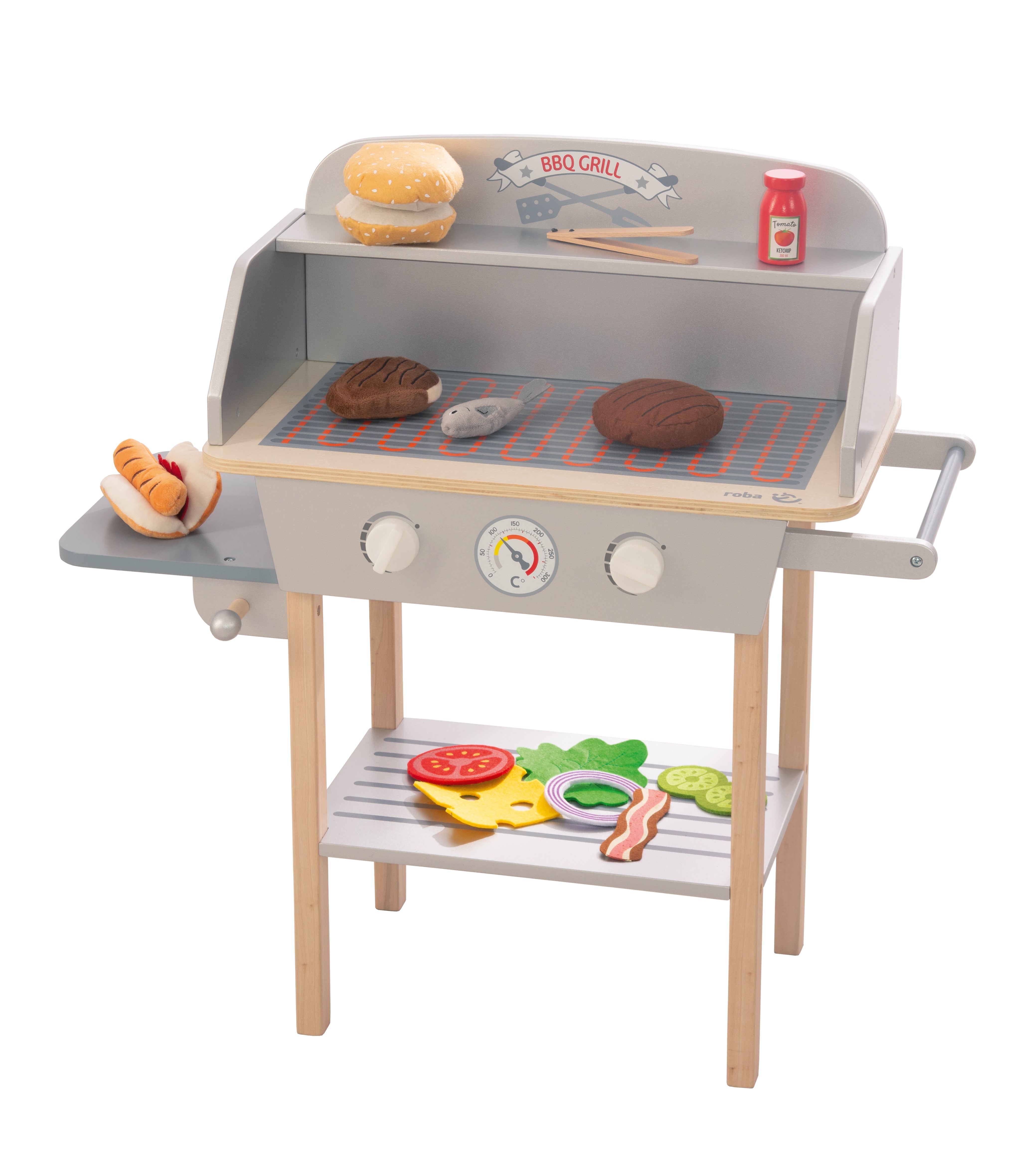 Roba 480212ZU BBQ Grill mit Zubehör grau-braun – Rollenspiel - Bild 1 Roba 480212ZU BBQ Grill mit Zubehör grau-braun – Rollenspiel - grau-braun - Rollenspiel - Produktbild 1