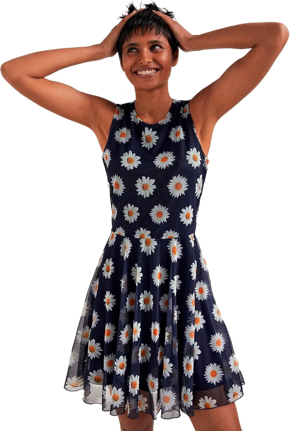 Desigual Damen Kleid „Nachavip“ - Dunkelblau mit Blumen 22SWVK48 GR. L