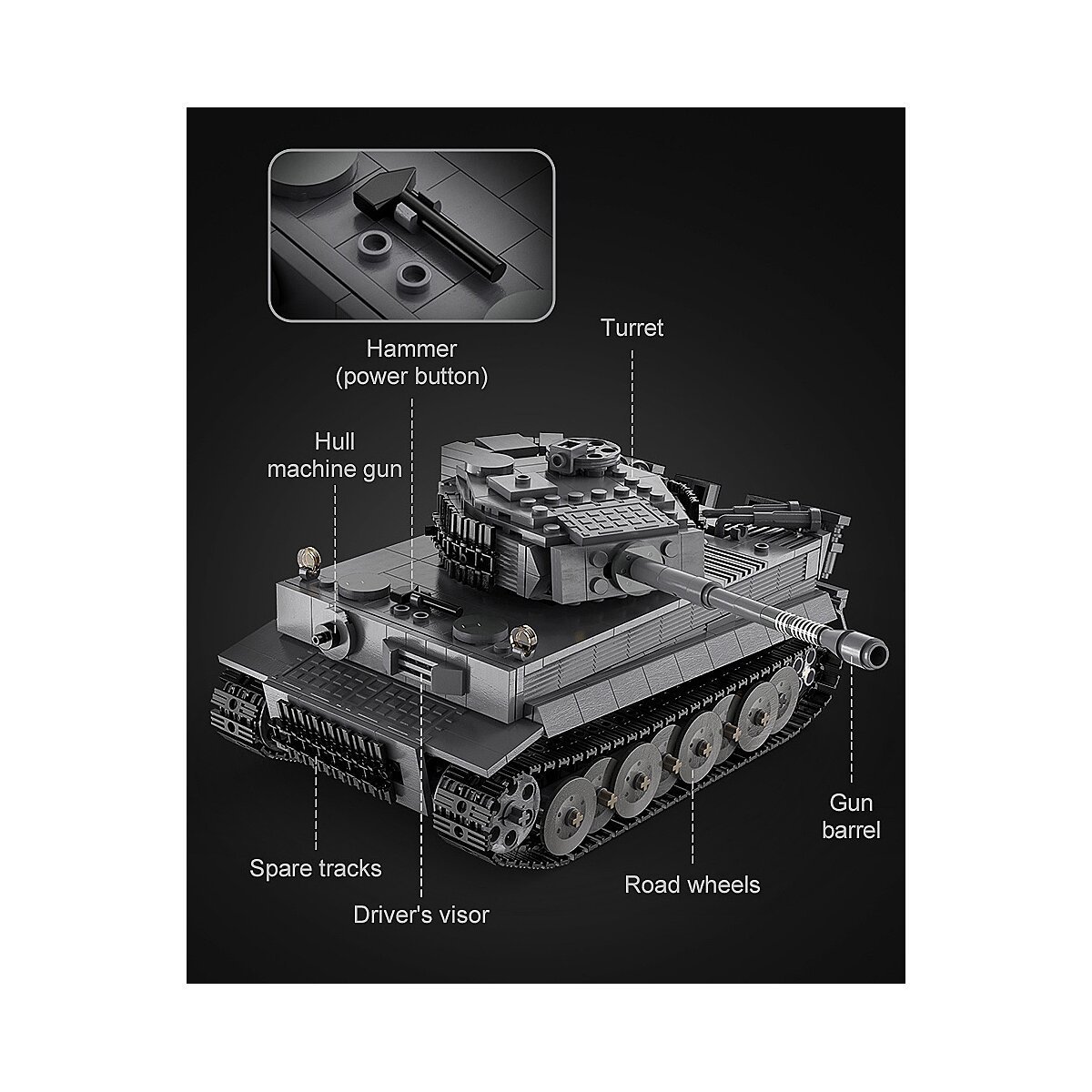 JAMARA CaDA Panzer Tiger 1:35 grau 2,4GHz Bricks ab 8 Jahren JAMARA CaDA Panzer Tiger 1:35 grau 2,4GHz Bricks ab 8 Jahren