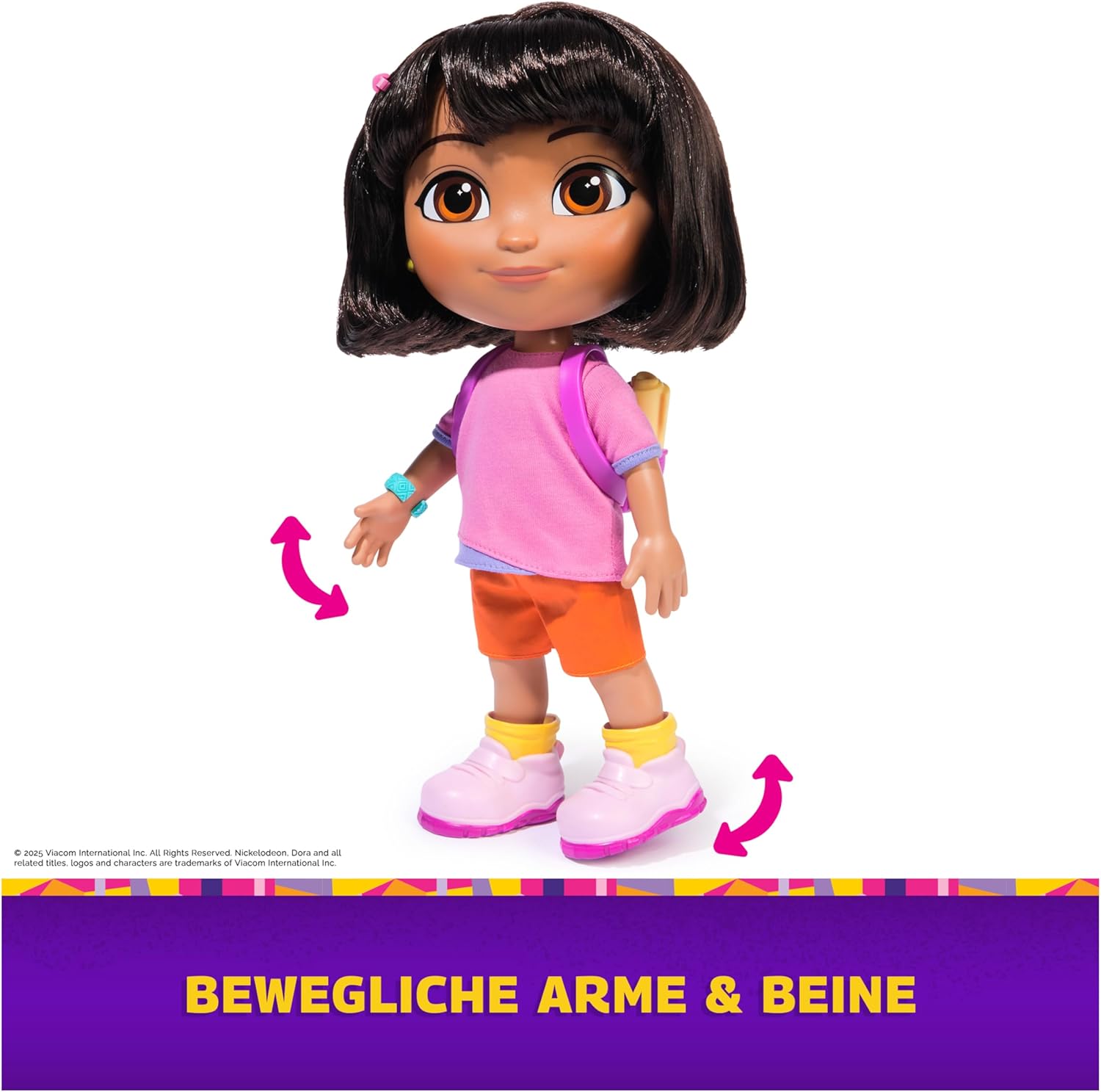 Dora the Explorer Best Friend Puppe von Spin Master Dora the Explorer Best Friend Puppe Weiche Stoffpuppe mit braunen Haaren, rosa Oberteil und orangefarbener Hose