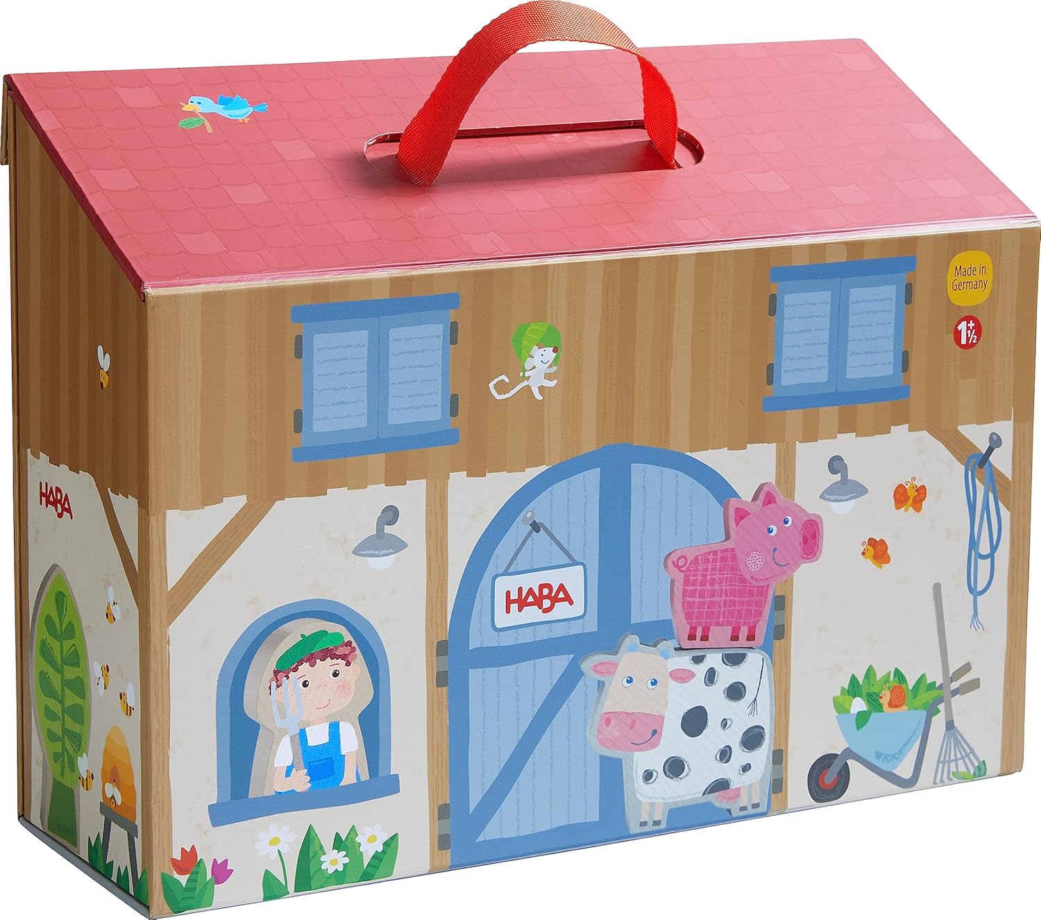 Haba - Spielwelt Bauernhof aus Holz mit Tieren und Bauernhaus 1306940001 Kiste, Kiste