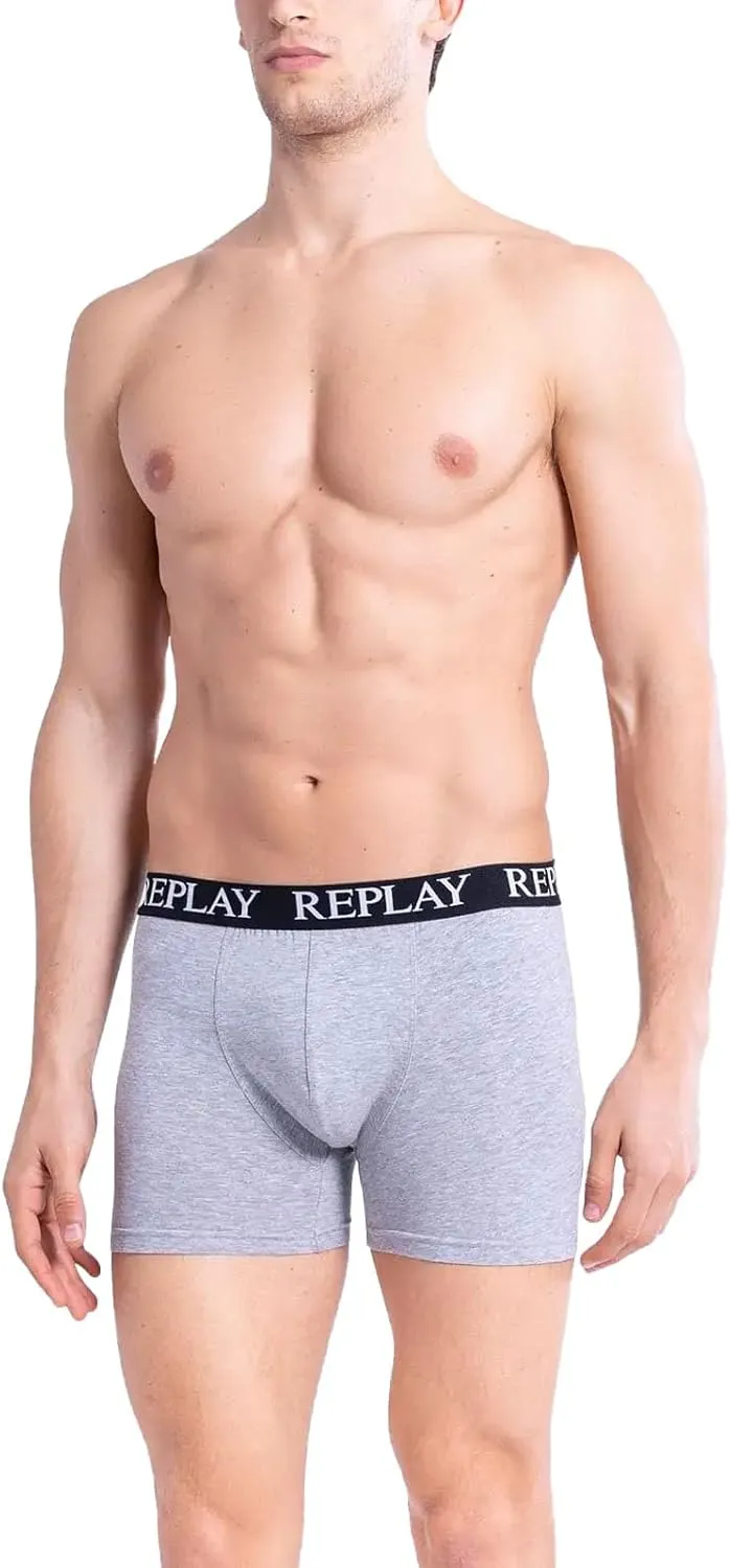 REPLAY Herren Boxershorts I101102BGR – Schwarz/Grau/Rot, 3er Pack Cotton-Stretch GR. L REPLAY Herren Boxershorts I101102BGR – Schwarz/Grau/Rot, 3er Pack Cotton-Stretch GR. L