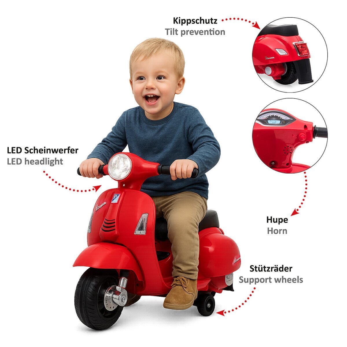 JAMARA Ride-on Vespa Mini rot Li-Power 8.4 ab 18 Monaten